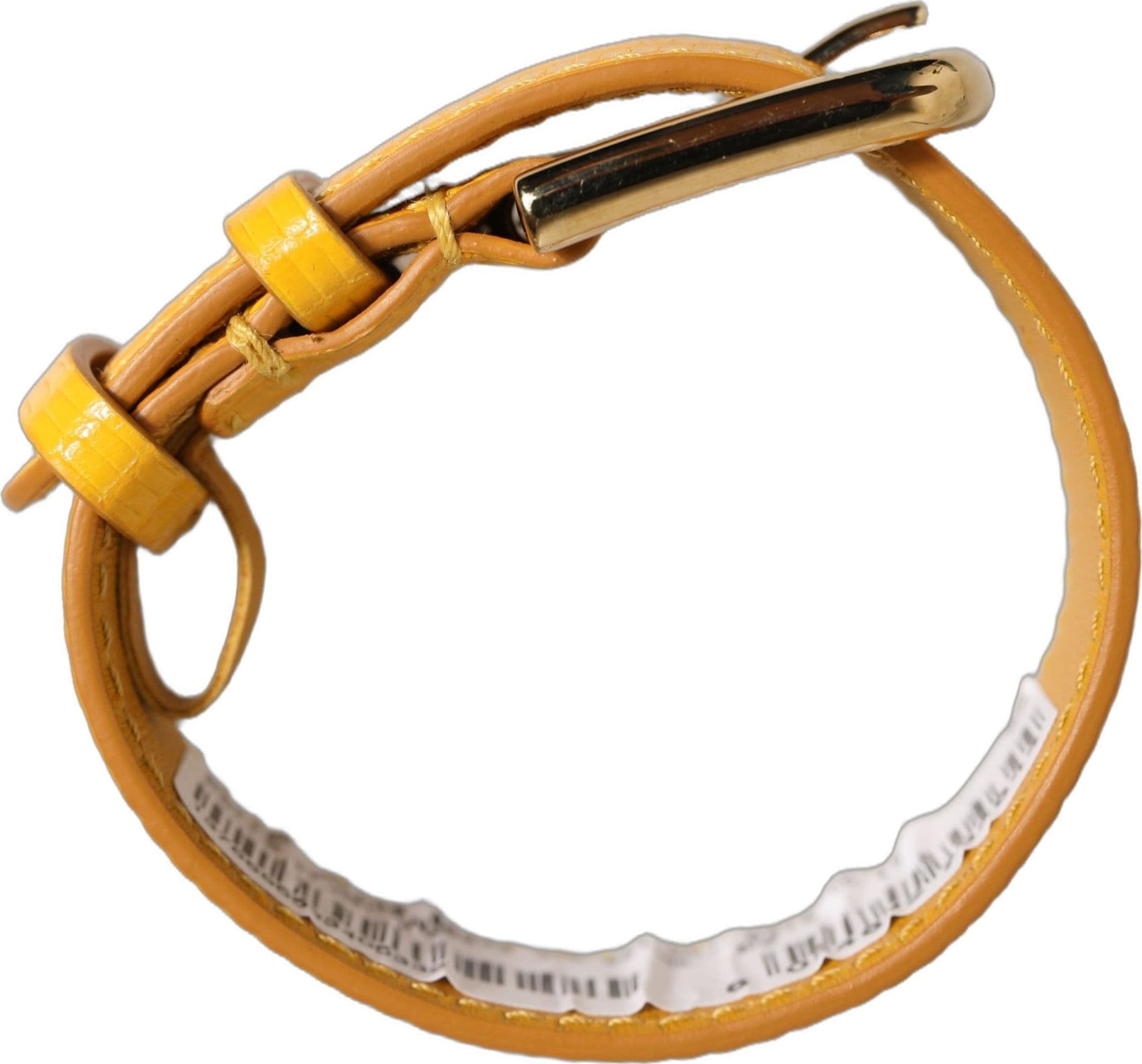 Dolce & Gabbana Yellow Textured Leather Gold Buckle Belt Strap Bracelet - 7