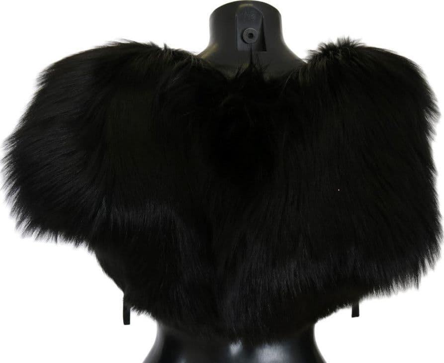 Dolce & Gabbana Black Silver Fox Fur Scarf - 3