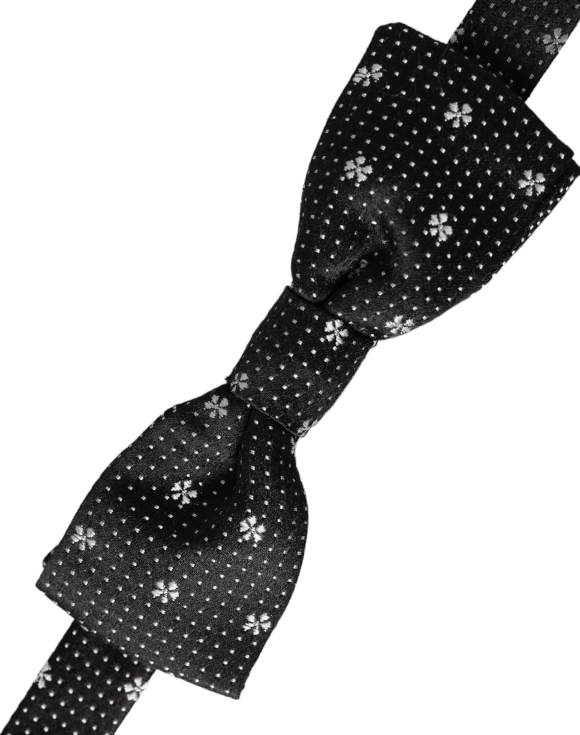 Dolce & Gabbana Black Silk Floral Adjustable Neck Men Papillon Bow Tie - 3