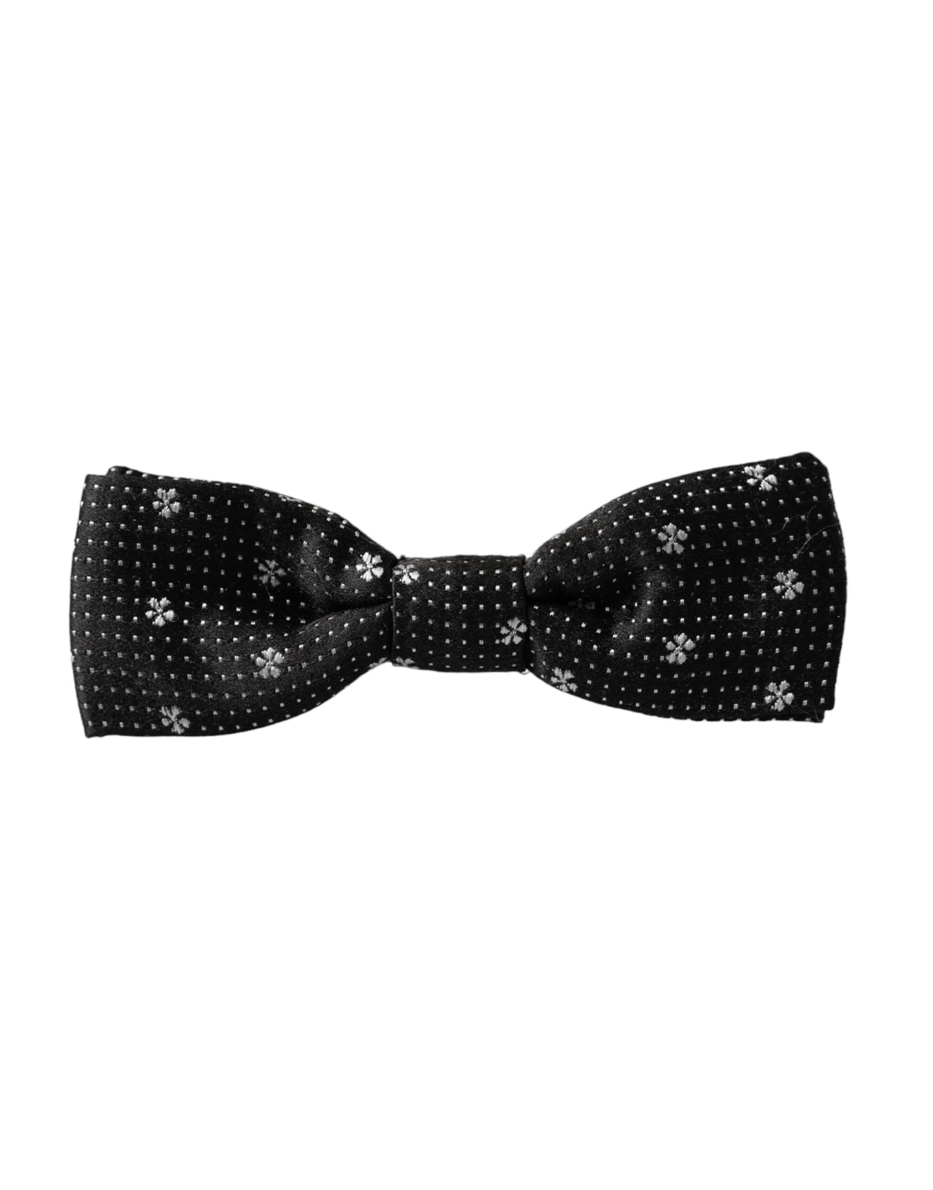 Dolce & Gabbana Black Silk Floral Adjustable Neck Men Papillon Bow Tie - 6