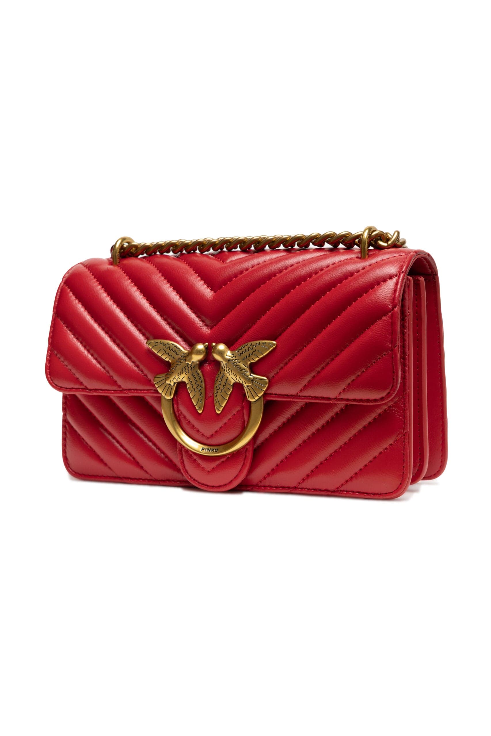 PINKO Red Leather Love One Mini Shoulder Bag - 4
