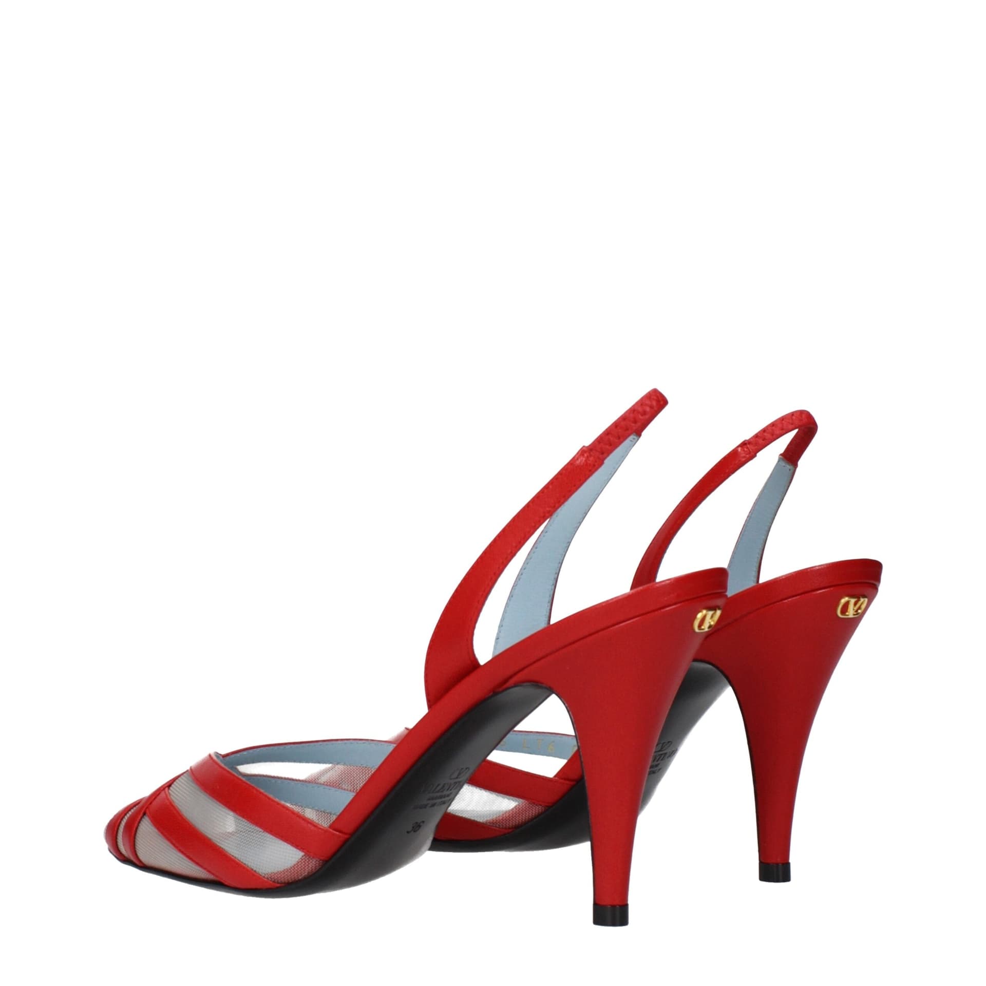 Valentino Garavani Red Leather Stiletto Heel Sandals - 4