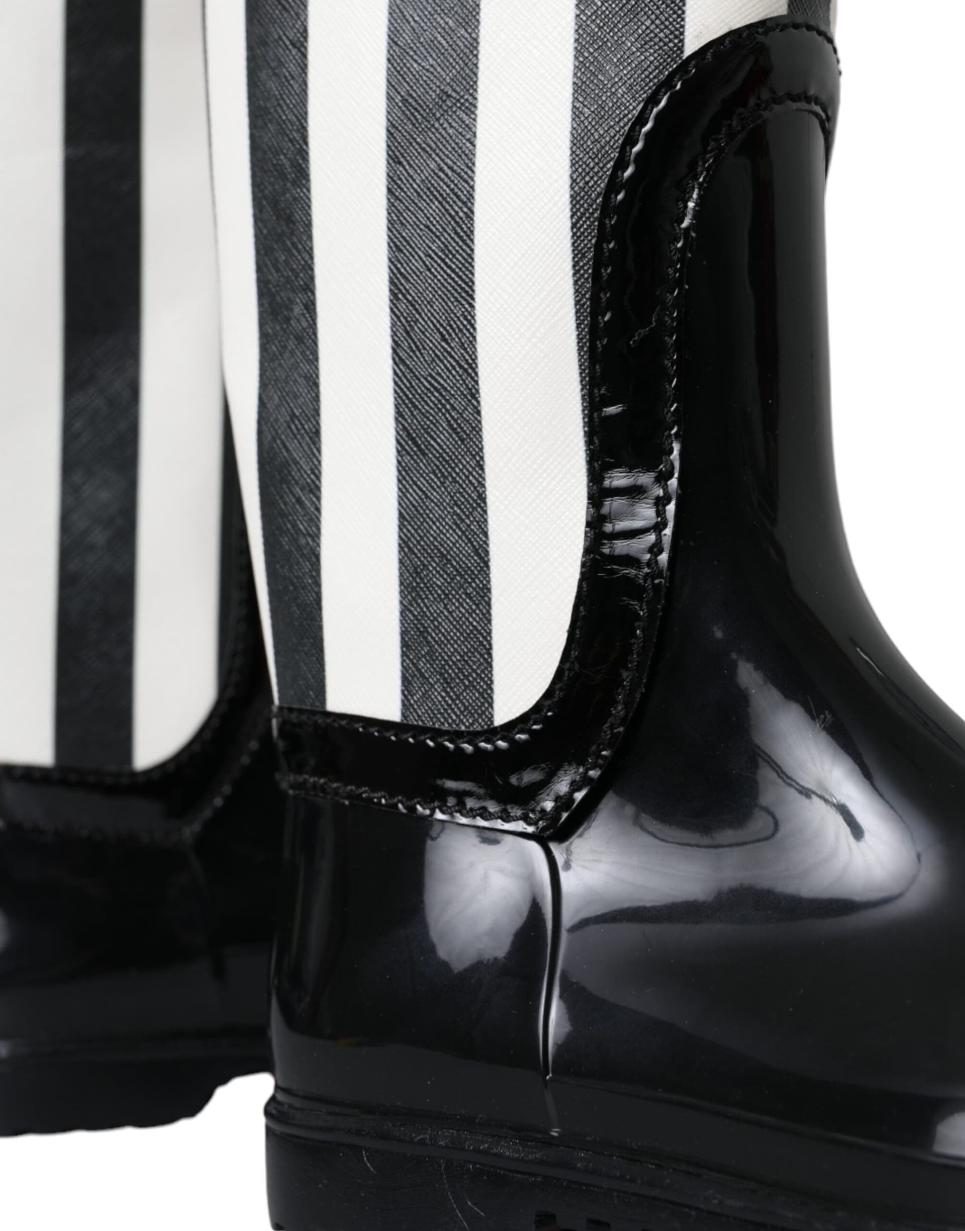 Dolce & Gabbana Black Rubber Knee High Flat Boots Shoes - 7