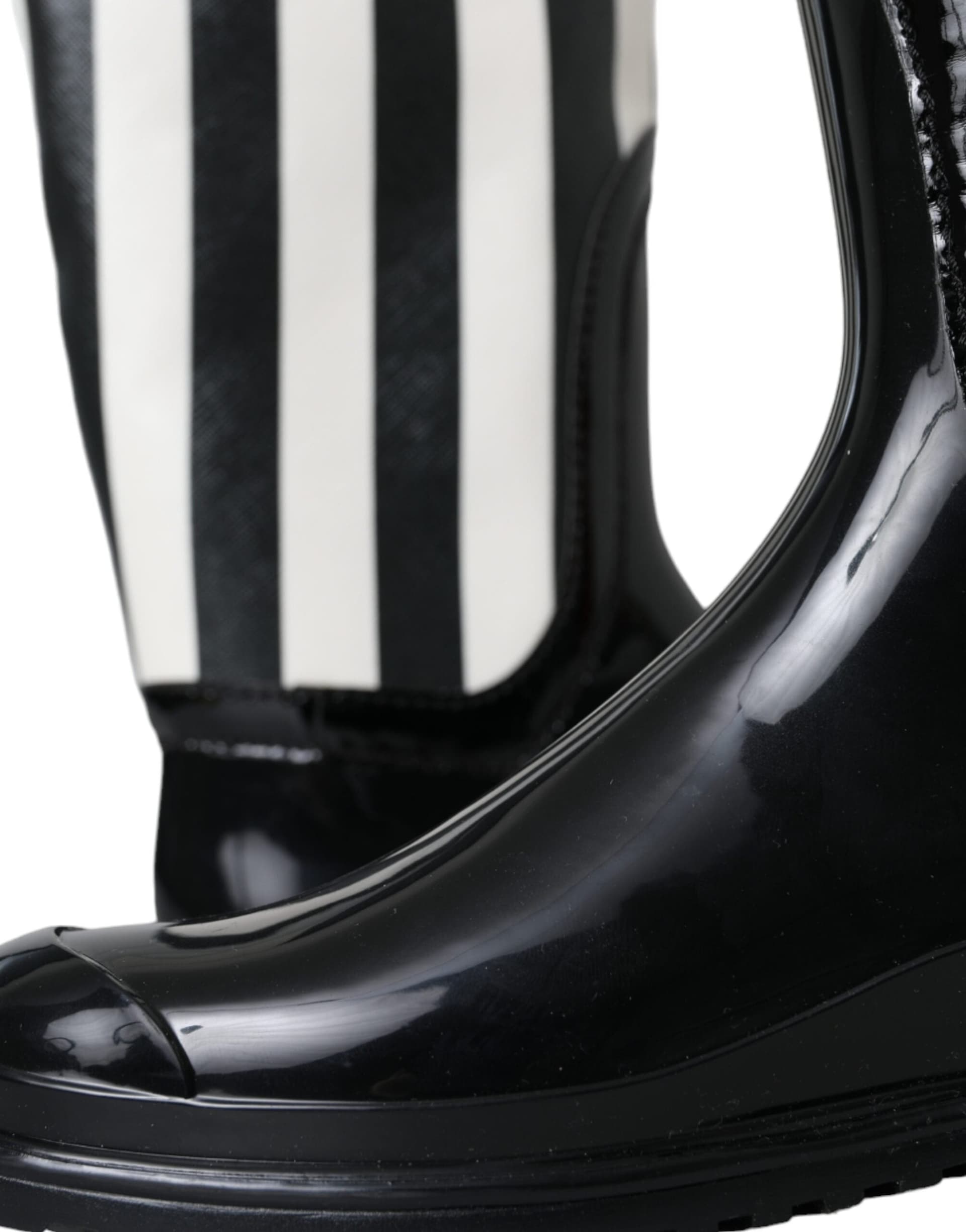 Dolce & Gabbana Black Rubber Knee High Flat Boots Shoes - 8