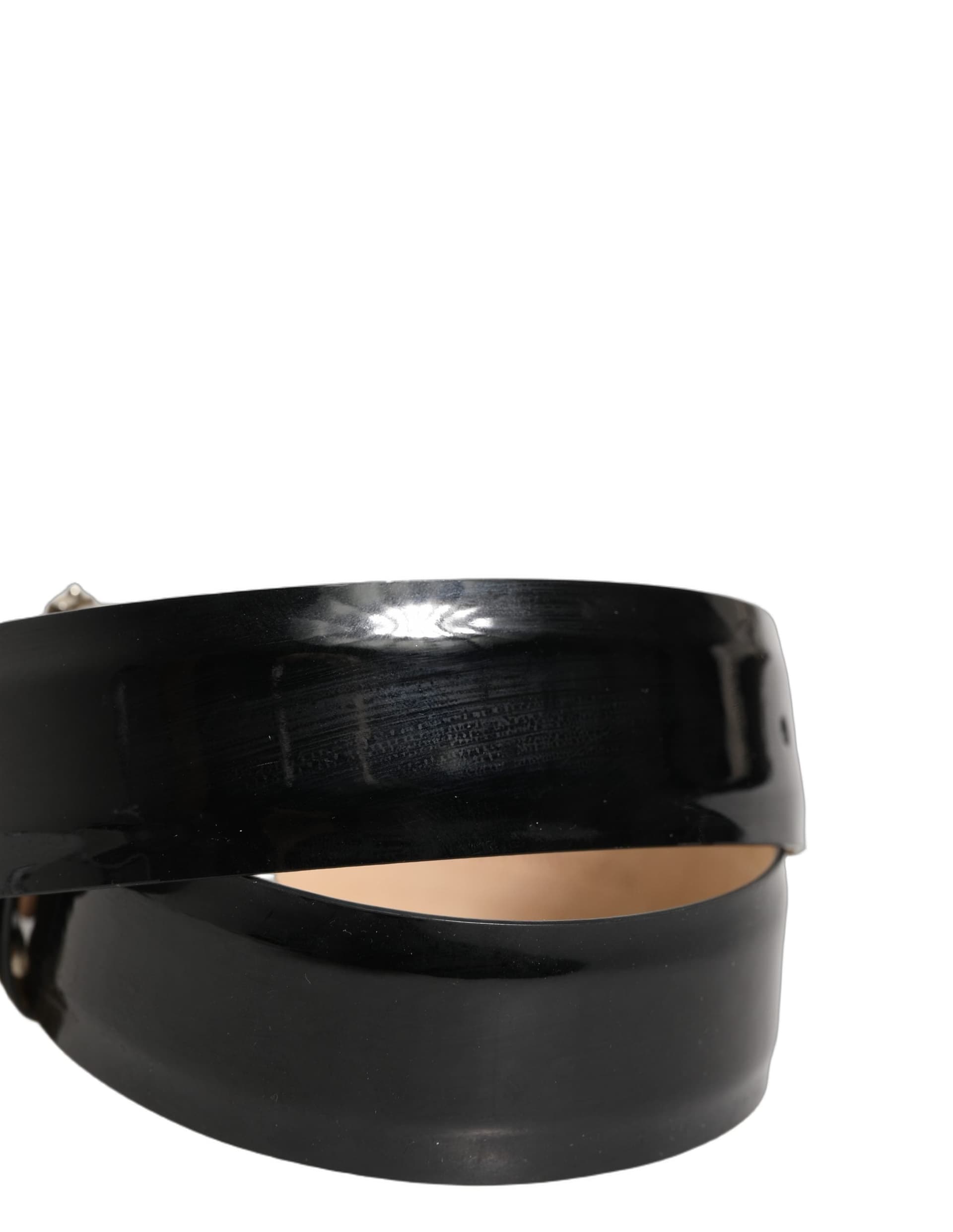 Dolce & Gabbana Black Leather Crystal Metal Buckle Belt - 2