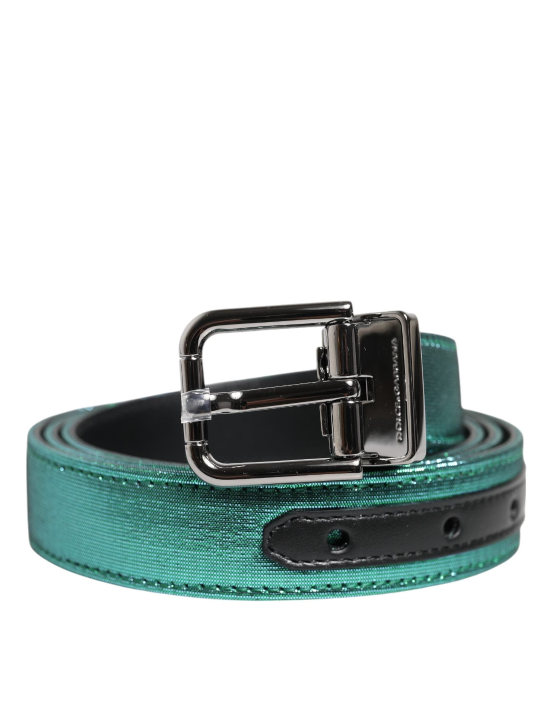 Dolce & Gabbana Green Black Polyester Metal Buckle Belt - 2