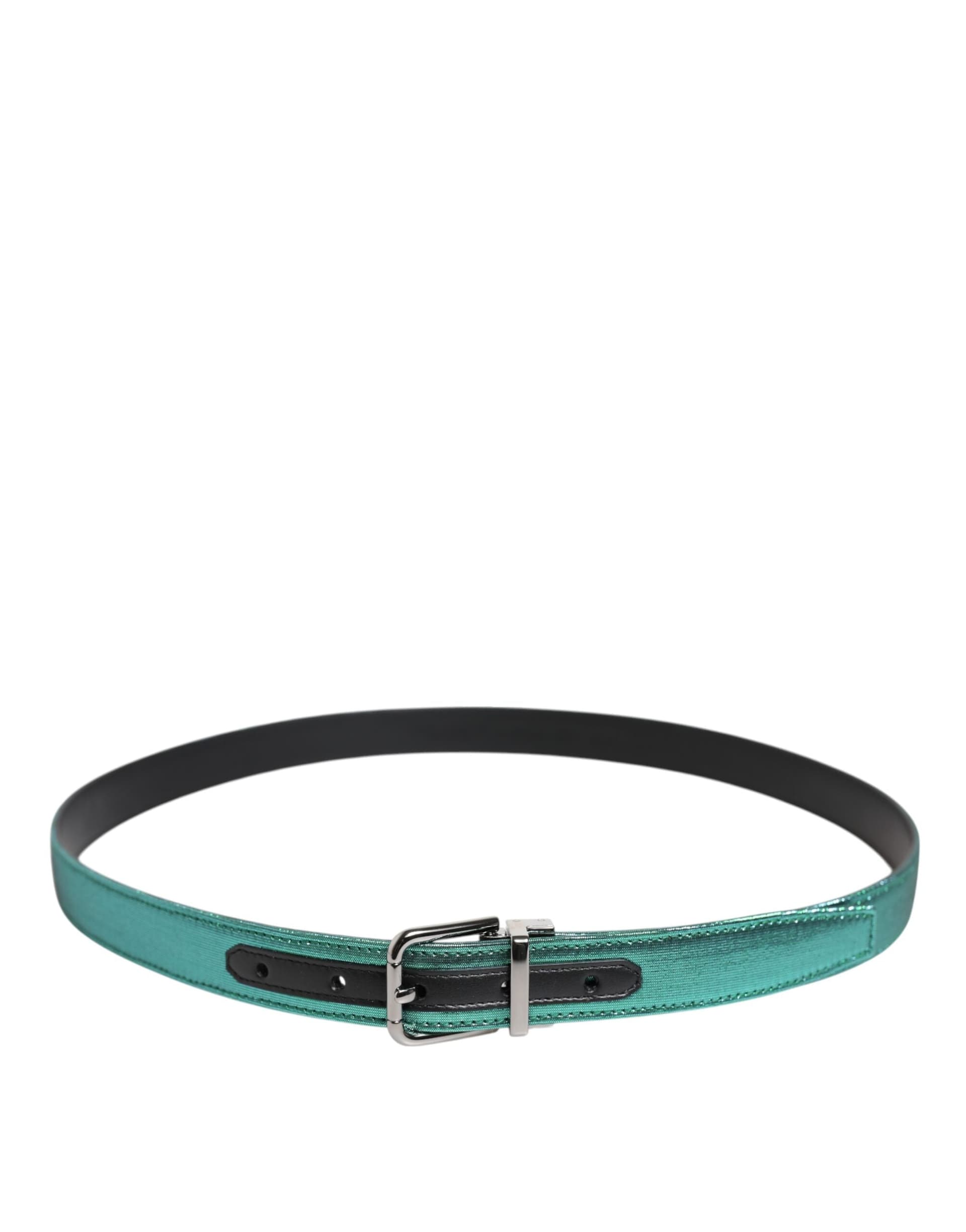 Dolce & Gabbana Green Black Polyester Metal Buckle Belt - 3