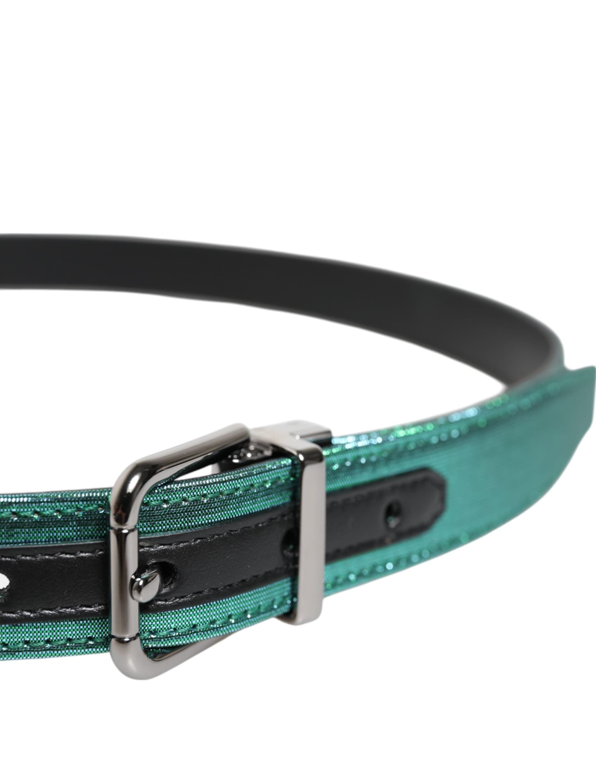 Dolce & Gabbana Green Black Polyester Metal Buckle Belt - 4