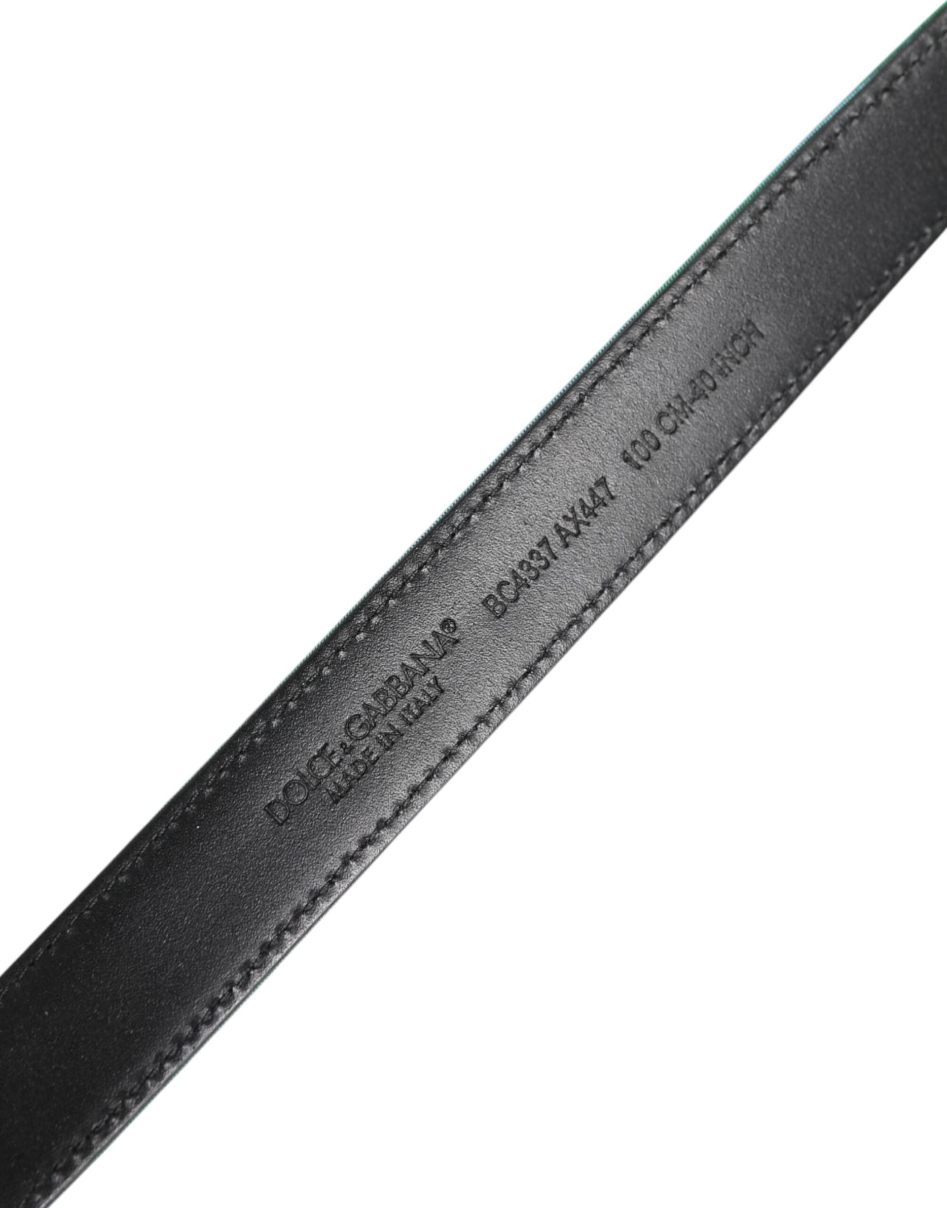 Dolce & Gabbana Green Black Polyester Metal Buckle Belt - 5
