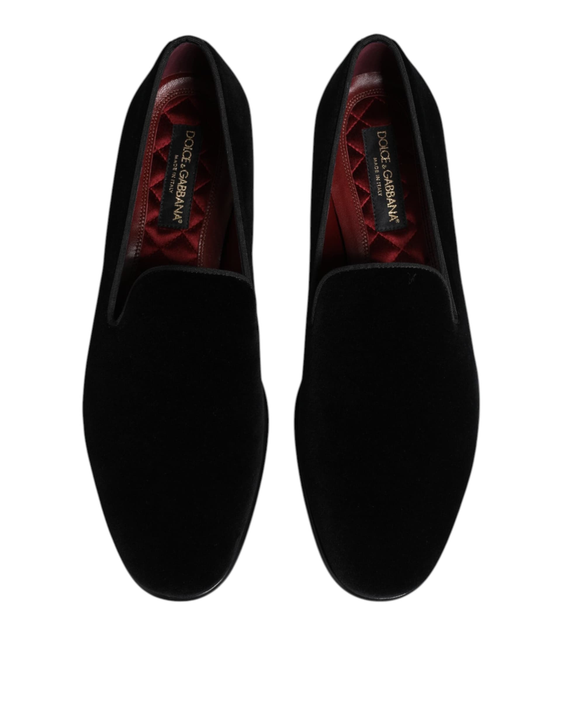 Dolce & Gabbana Black Velvet Slip On Loafers Men Formal Shoes - 2