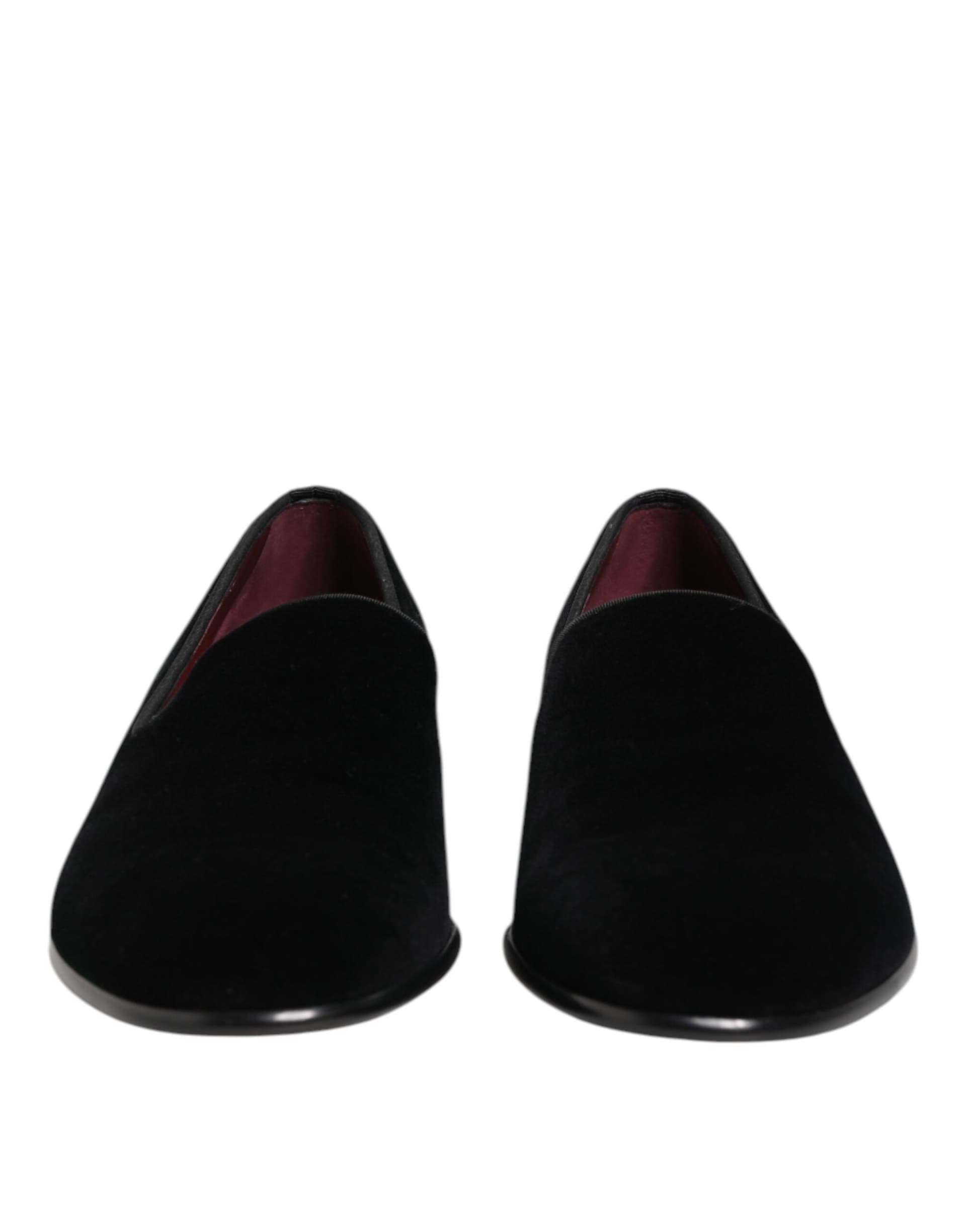 Dolce & Gabbana Black Velvet Slip On Loafers Men Formal Shoes - 2