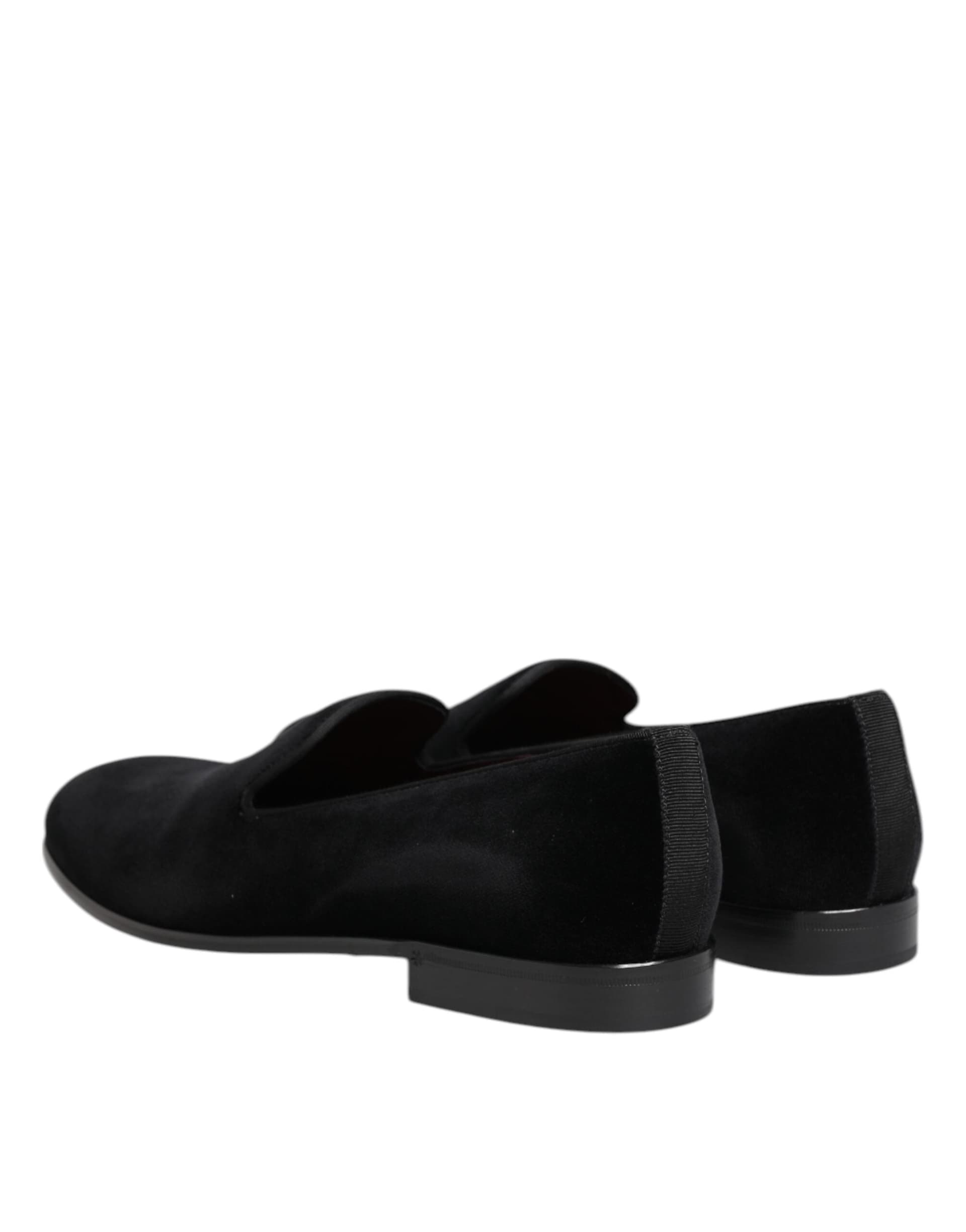 Dolce & Gabbana Black Velvet Slip On Loafers Men Formal Shoes - 4