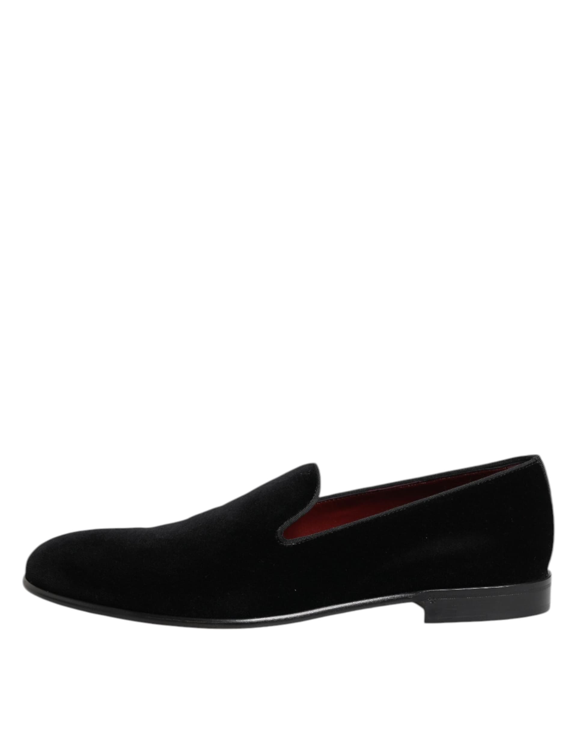 Dolce & Gabbana Black Velvet Slip On Loafers Men Formal Shoes - 5