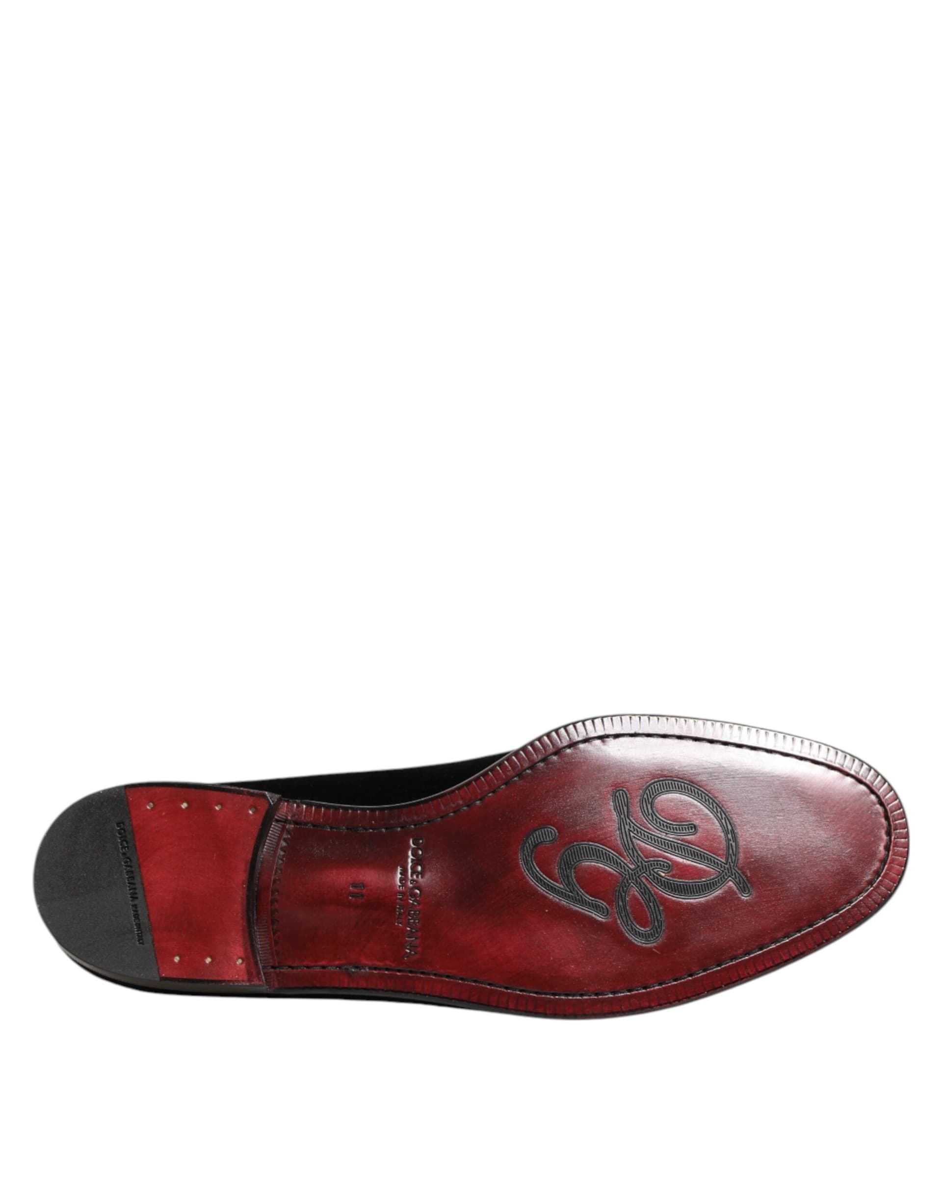 Dolce & Gabbana Black Velvet Slip On Loafers Men Formal Shoes - 8