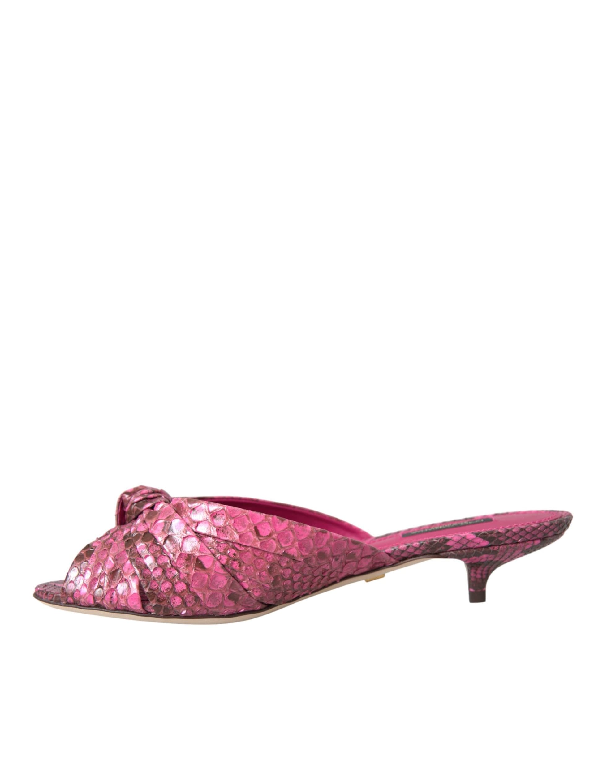 Dolce & Gabbana Pink Exotic Leather Kitten Heels Slides Shoes - 4