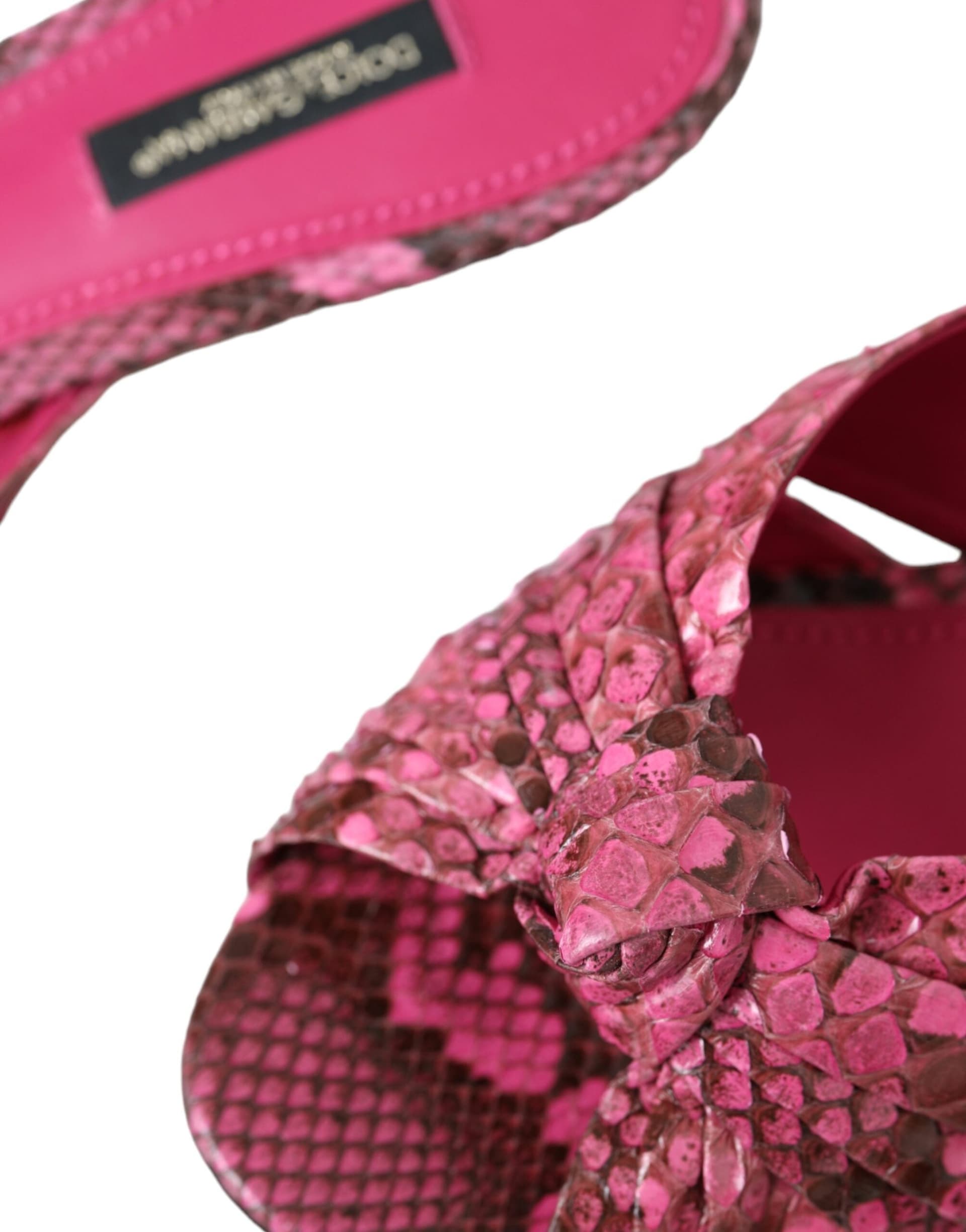 Dolce & Gabbana Pink Exotic Leather Kitten Heels Slides Shoes - 7