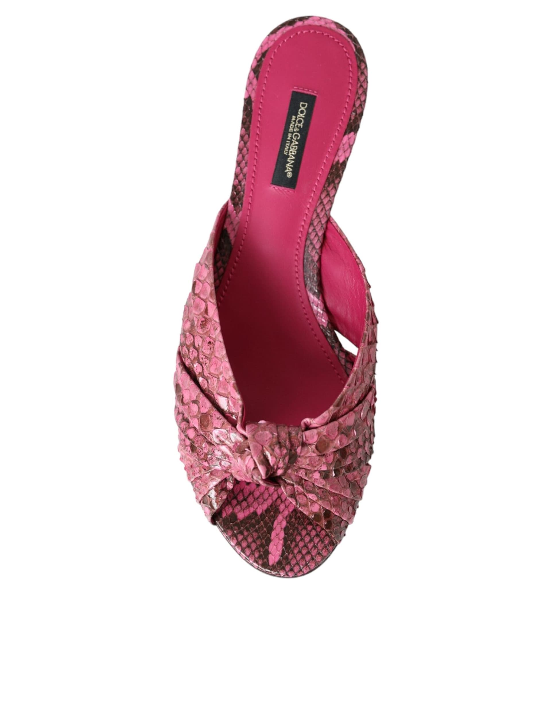 Dolce & Gabbana Pink Exotic Leather Kitten Heels Slides Shoes - 8