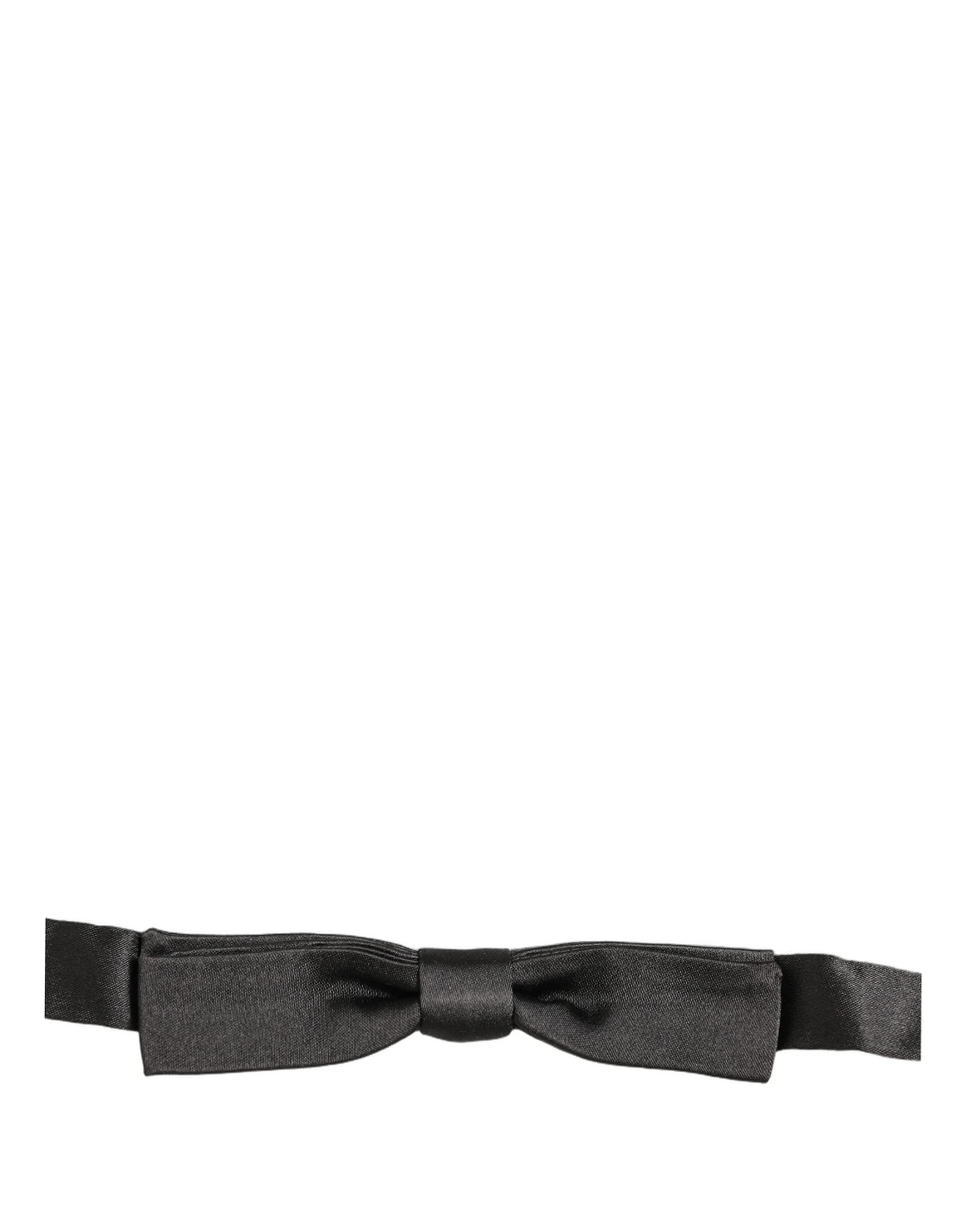 Dolce & Gabbana Men Black 100% Silk Adjustable Neck Papillon Bow Tie - 3