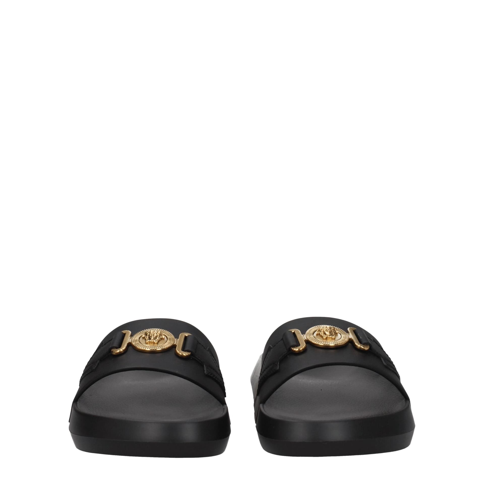 Versace Black Leather Slippers - 3