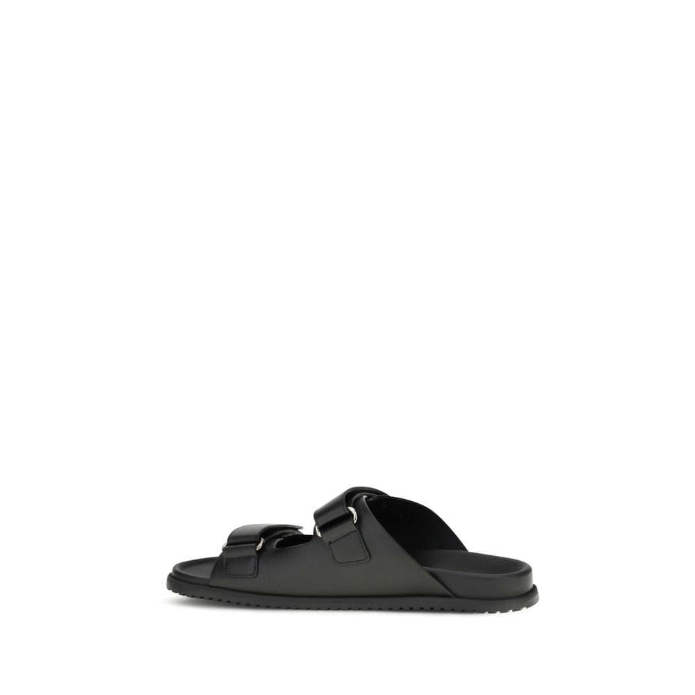 Dolce & Gabbana Black Calf Leather Bos Taurus Flat Sandals - 3