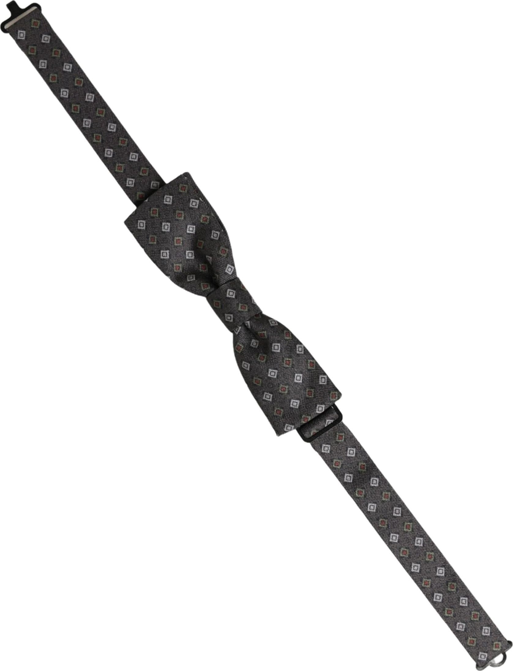 Dolce & Gabbana Men Dark Gray Geometric Adjustable Bow Tie - 2