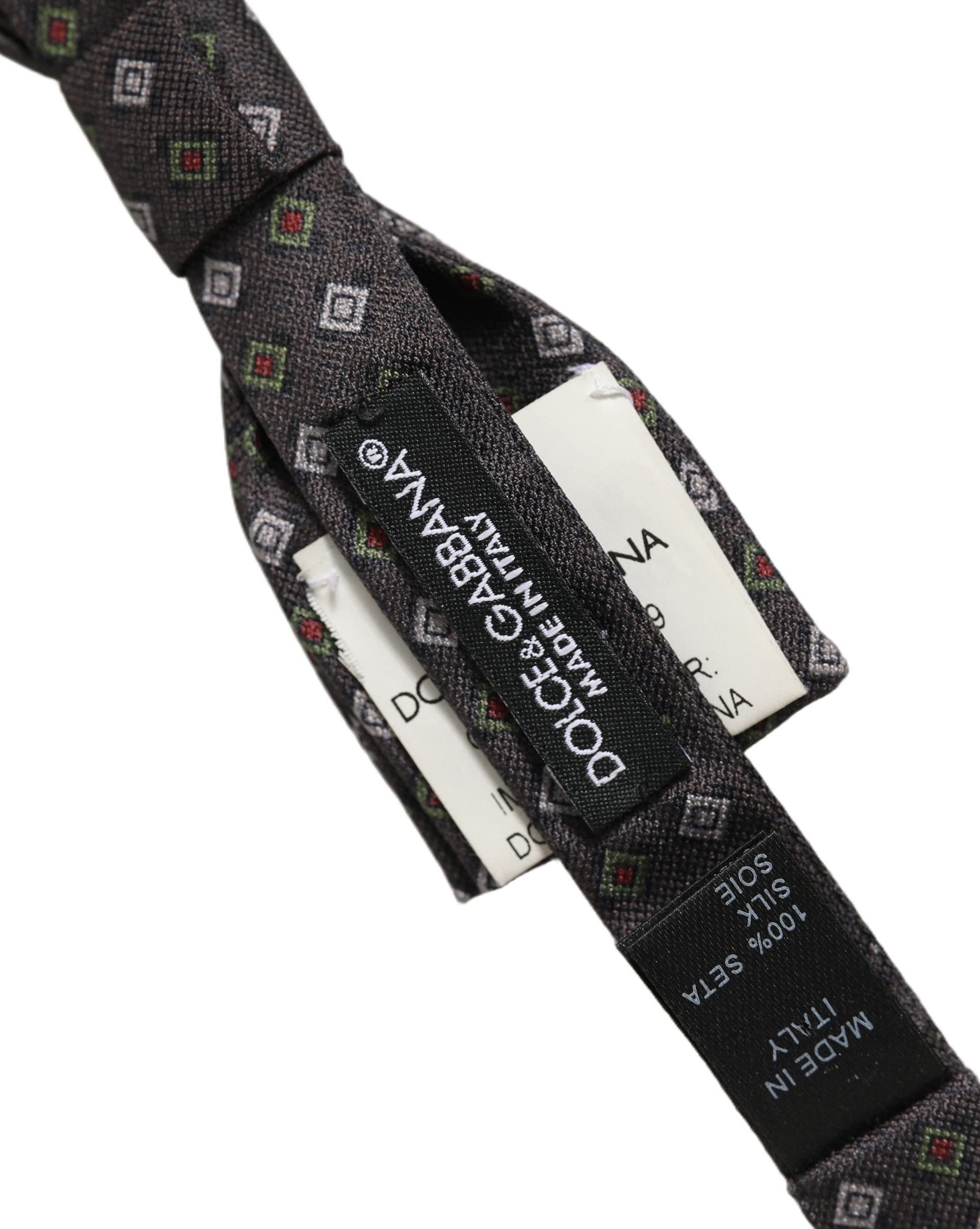 Dolce & Gabbana Men Dark Gray Geometric Adjustable Bow Tie - 5
