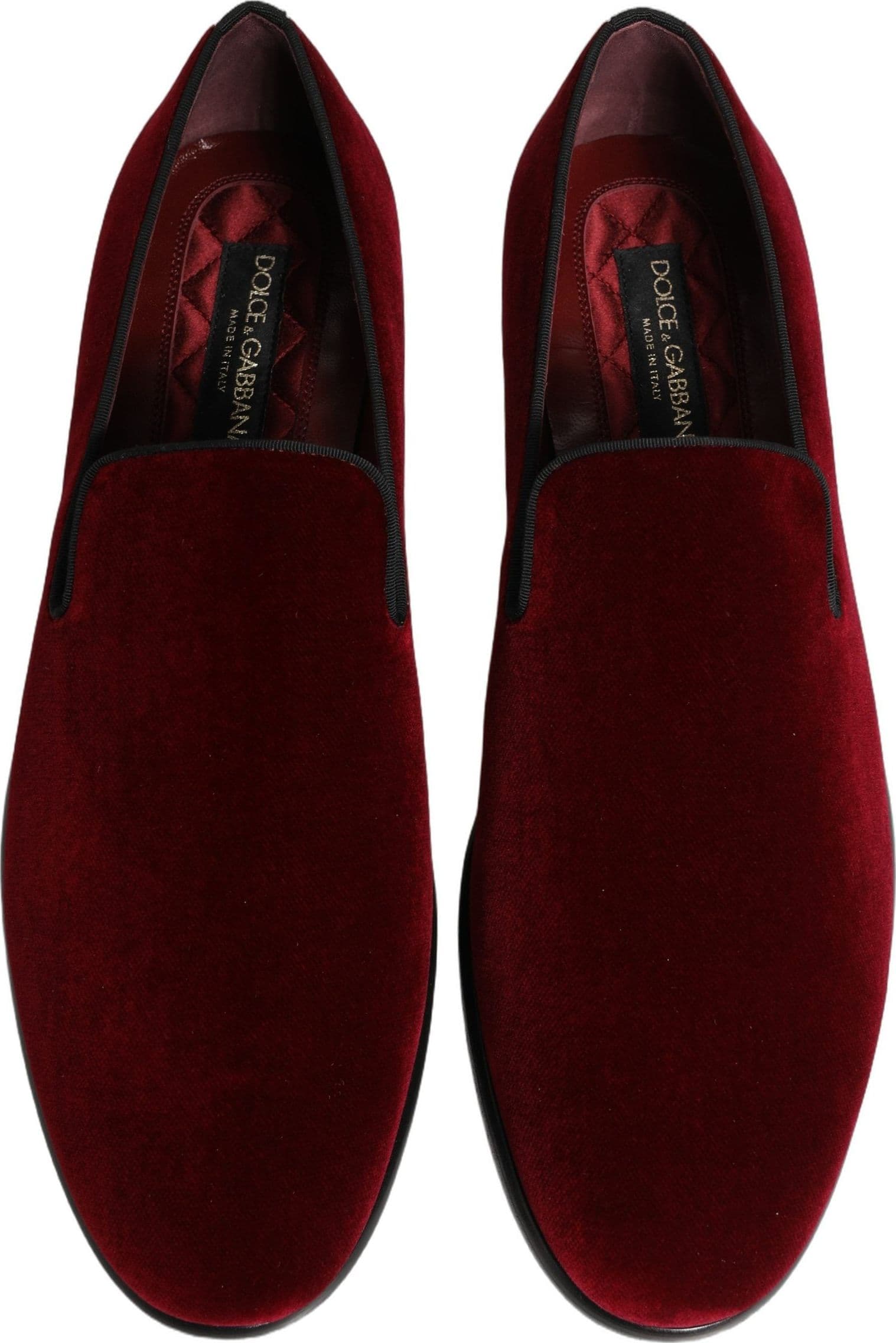 Dolce & Gabbana Maroon Velvet Slip On Men Dress Loafers Shoes - 3