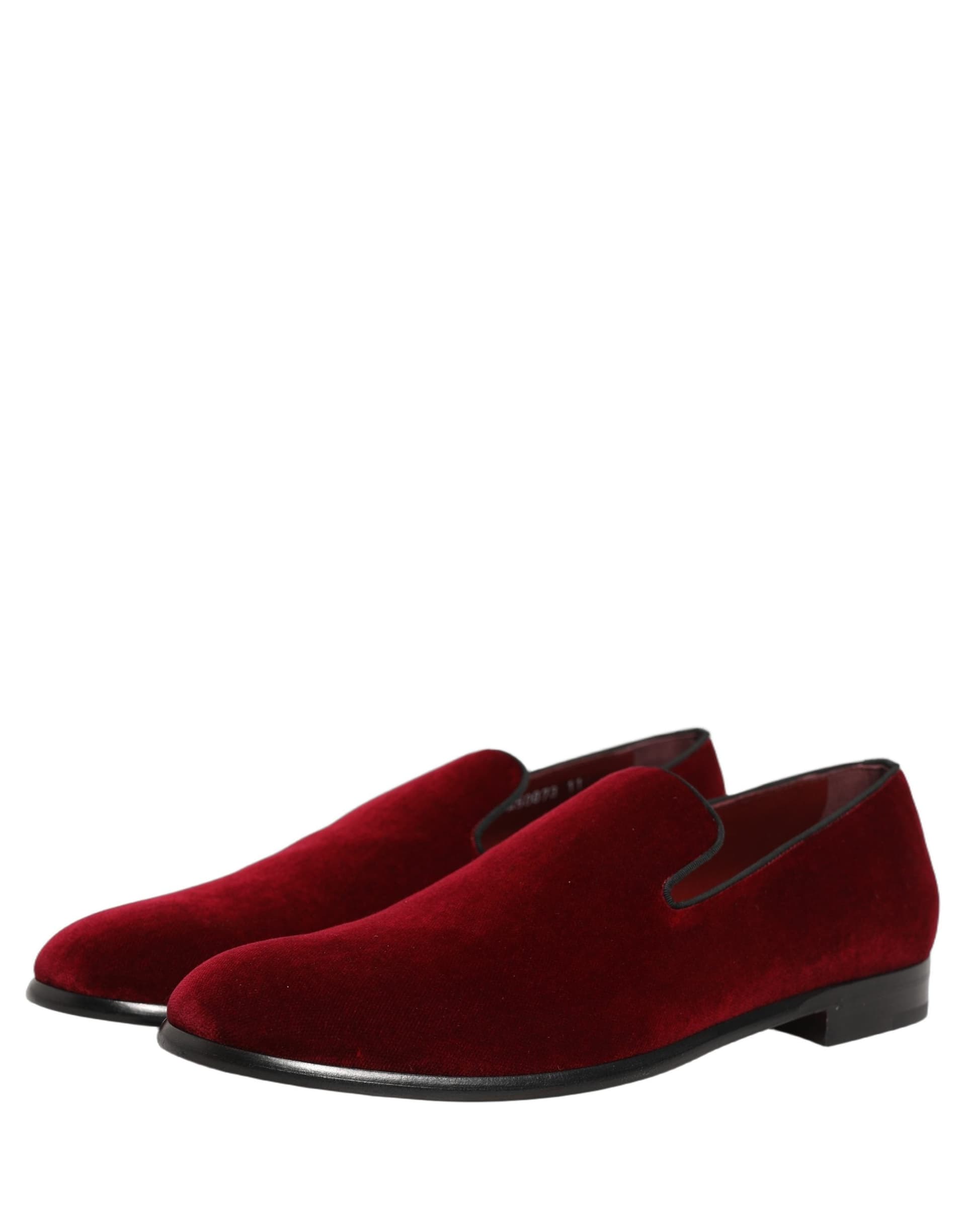 Dolce & Gabbana Maroon Velvet Slip On Men Dress Loafers Shoes - 4