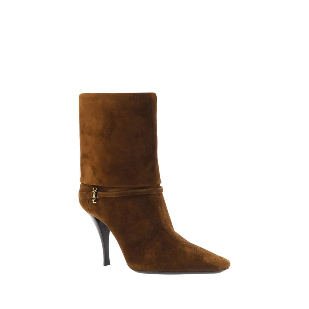 Saint Laurent Brown Calf Leather Bos Taurus High Heel Boots - 2