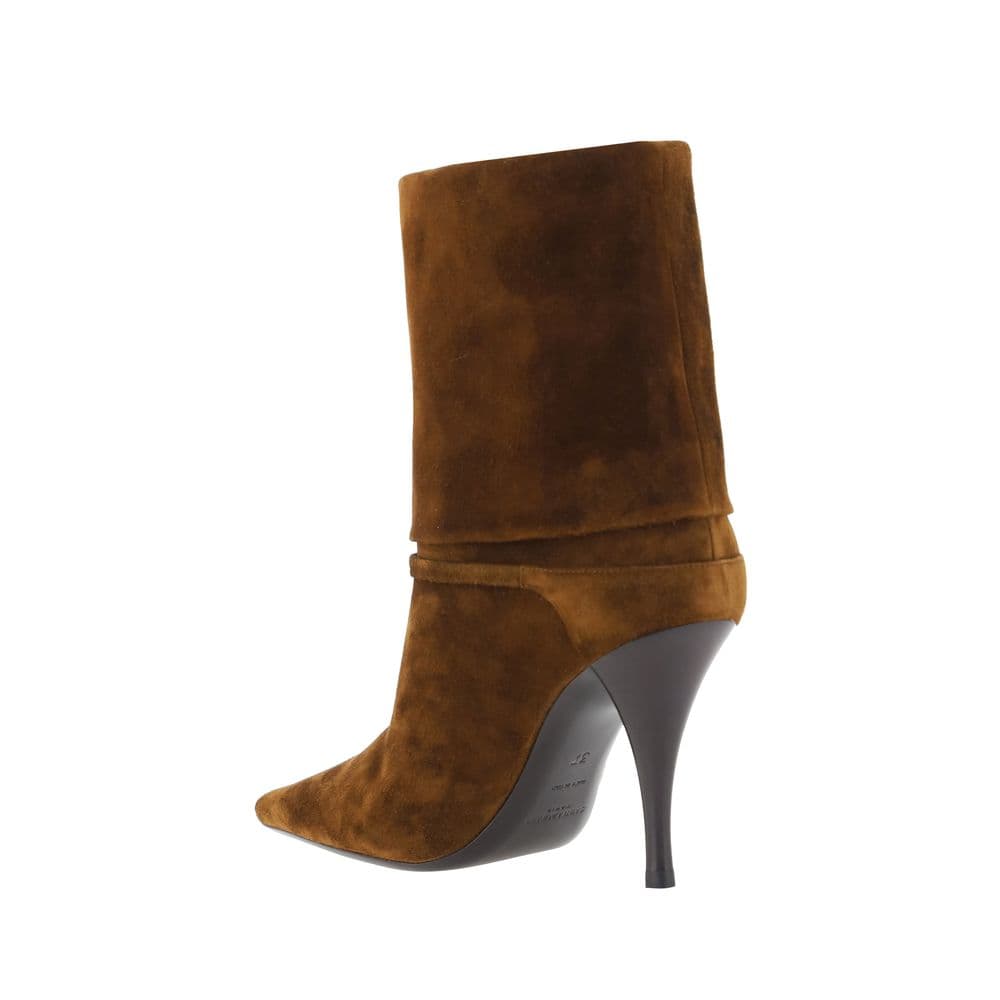 Saint Laurent Brown Calf Leather Bos Taurus High Heel Boots - 3