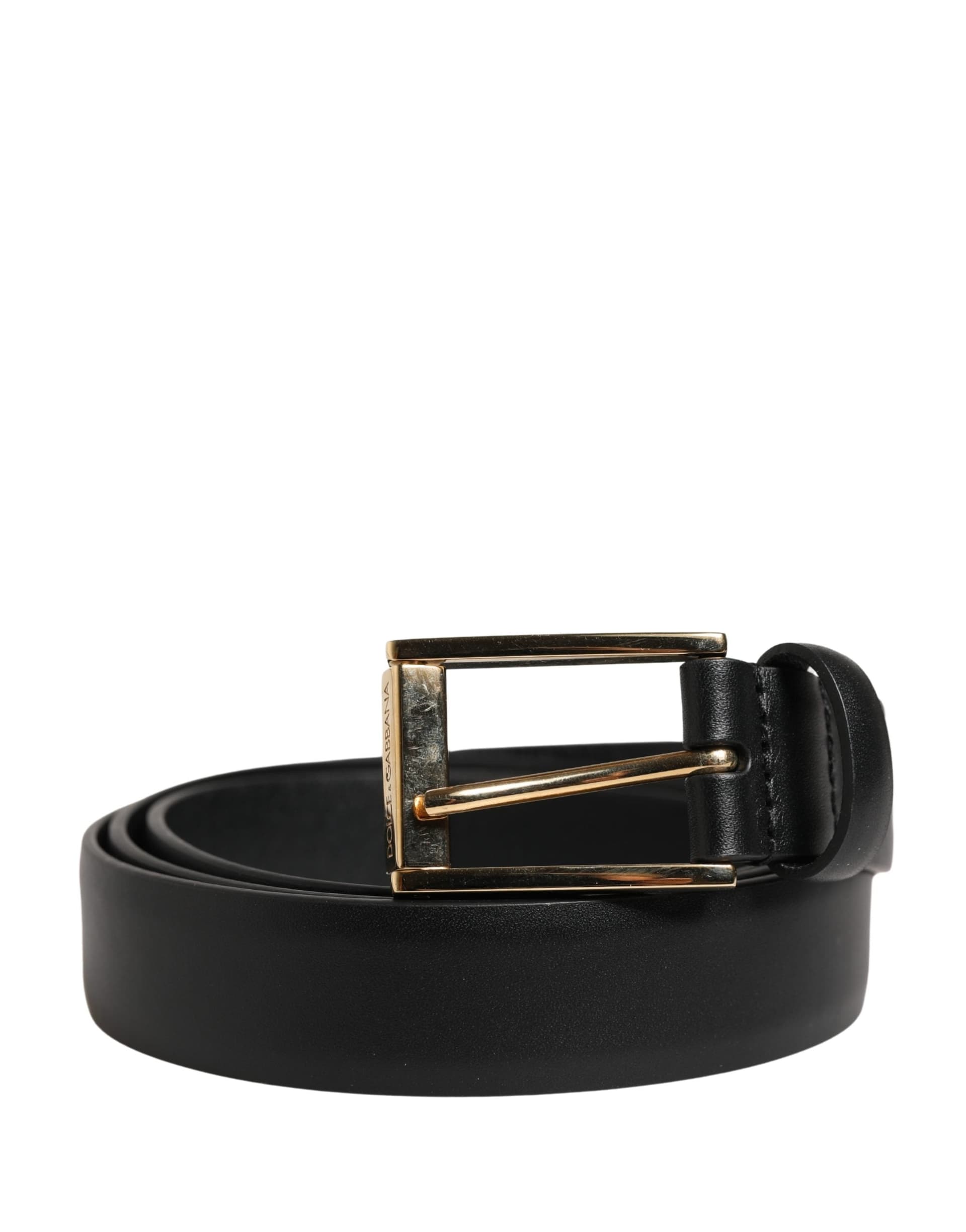 Dolce & Gabbana Men Black Classic Leather Metal Buckle Belt - 2