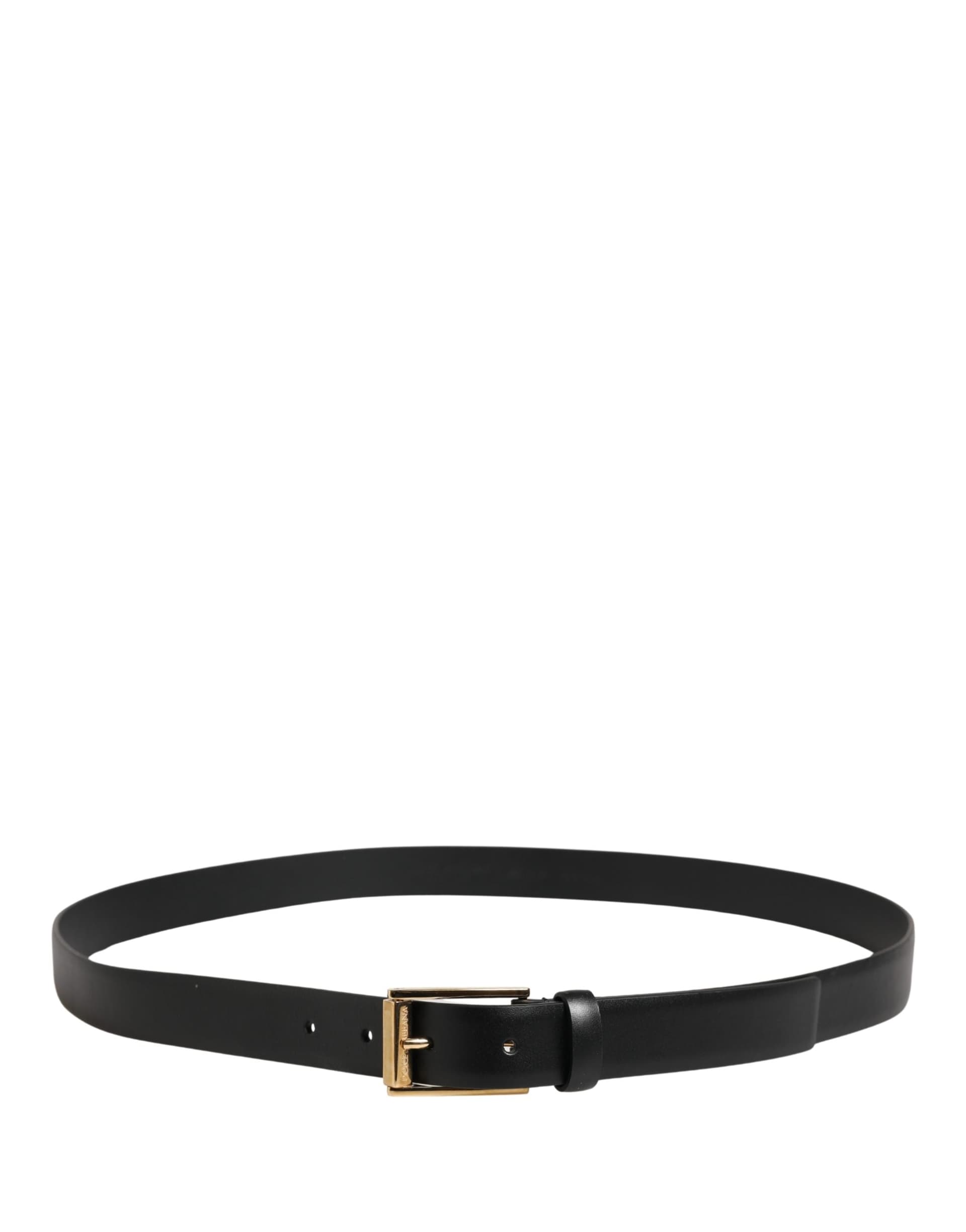 Dolce & Gabbana Men Black Classic Leather Metal Buckle Belt - 3