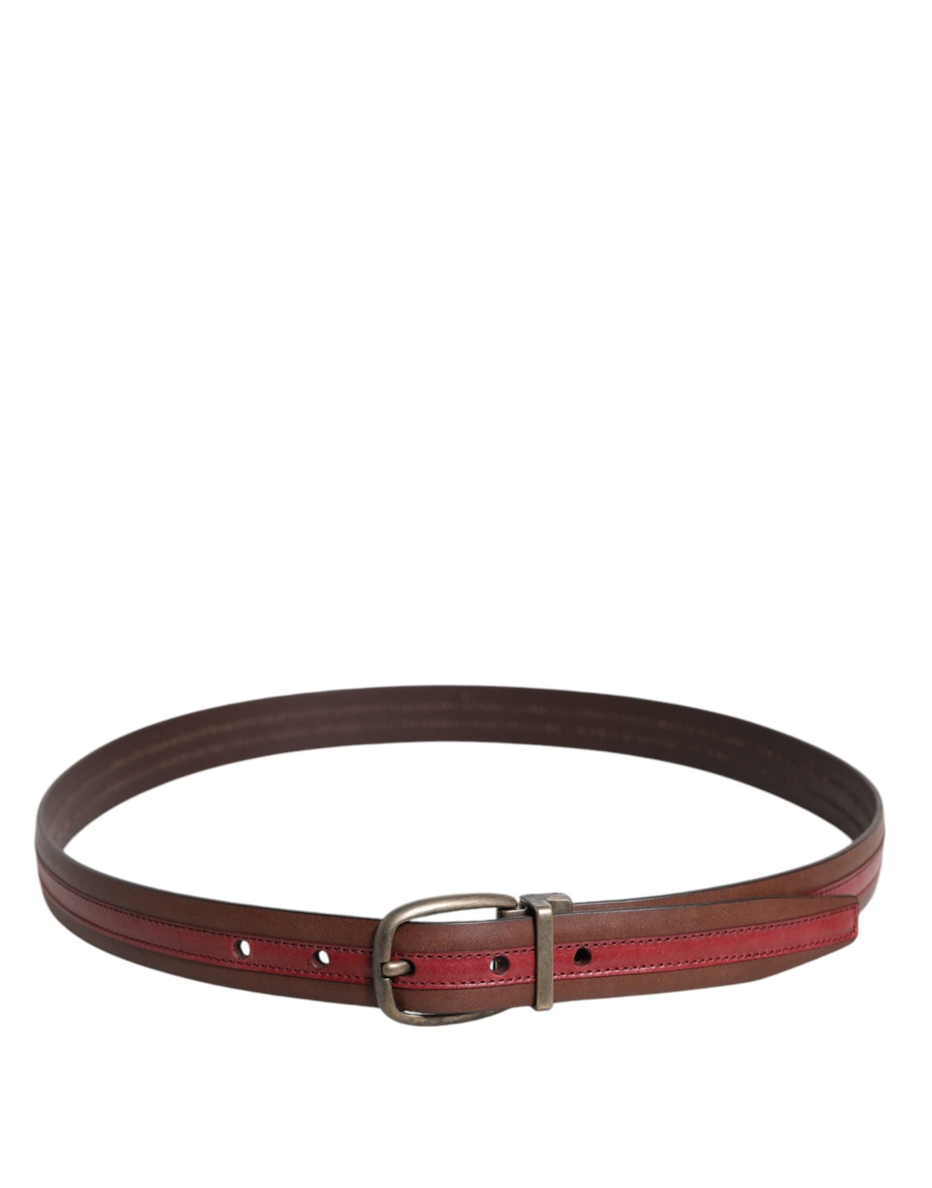 Dolce & Gabbana Burgundy Leather Metal Logo Buckle Belt - 3