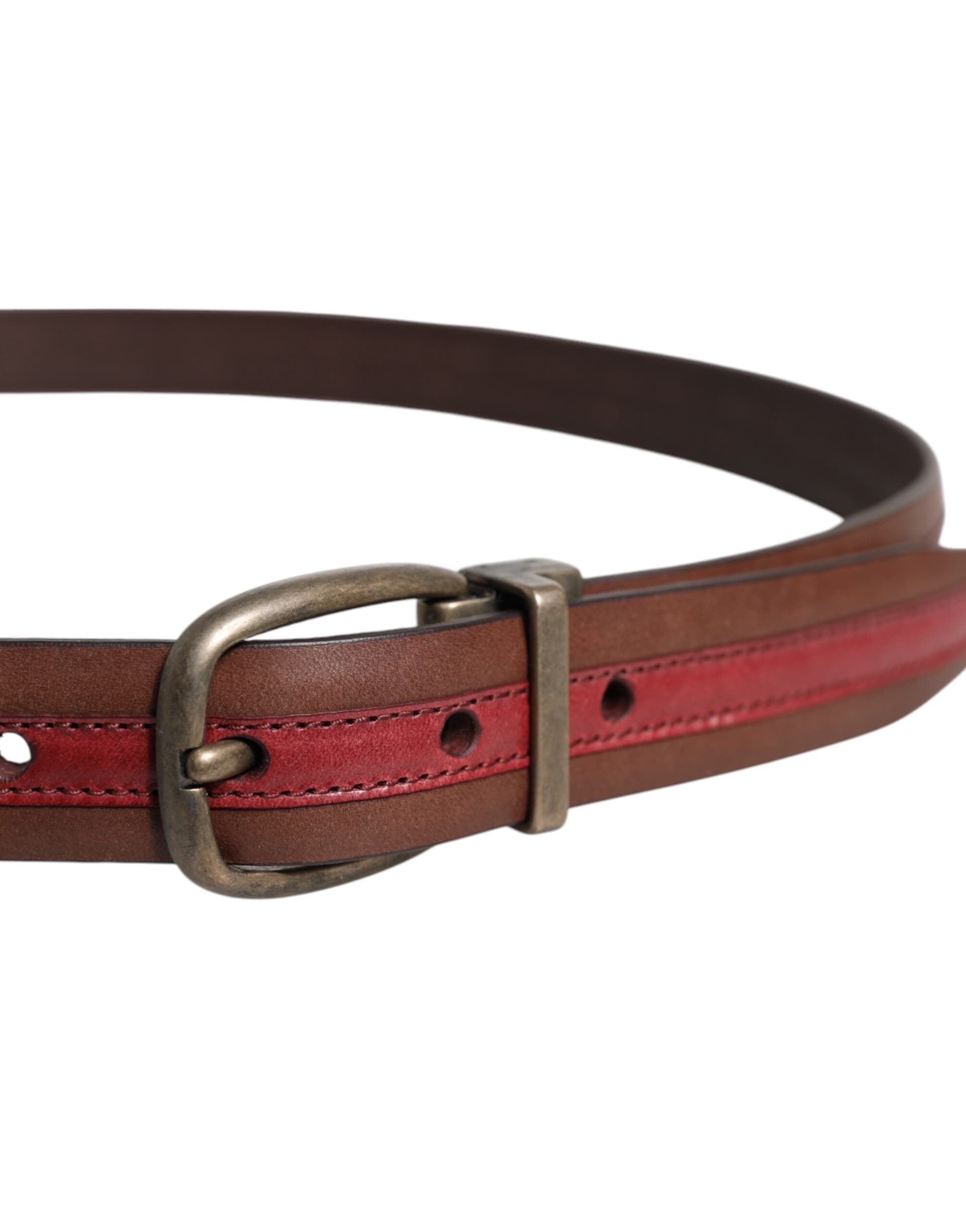 Dolce & Gabbana Burgundy Leather Metal Logo Buckle Belt - 4