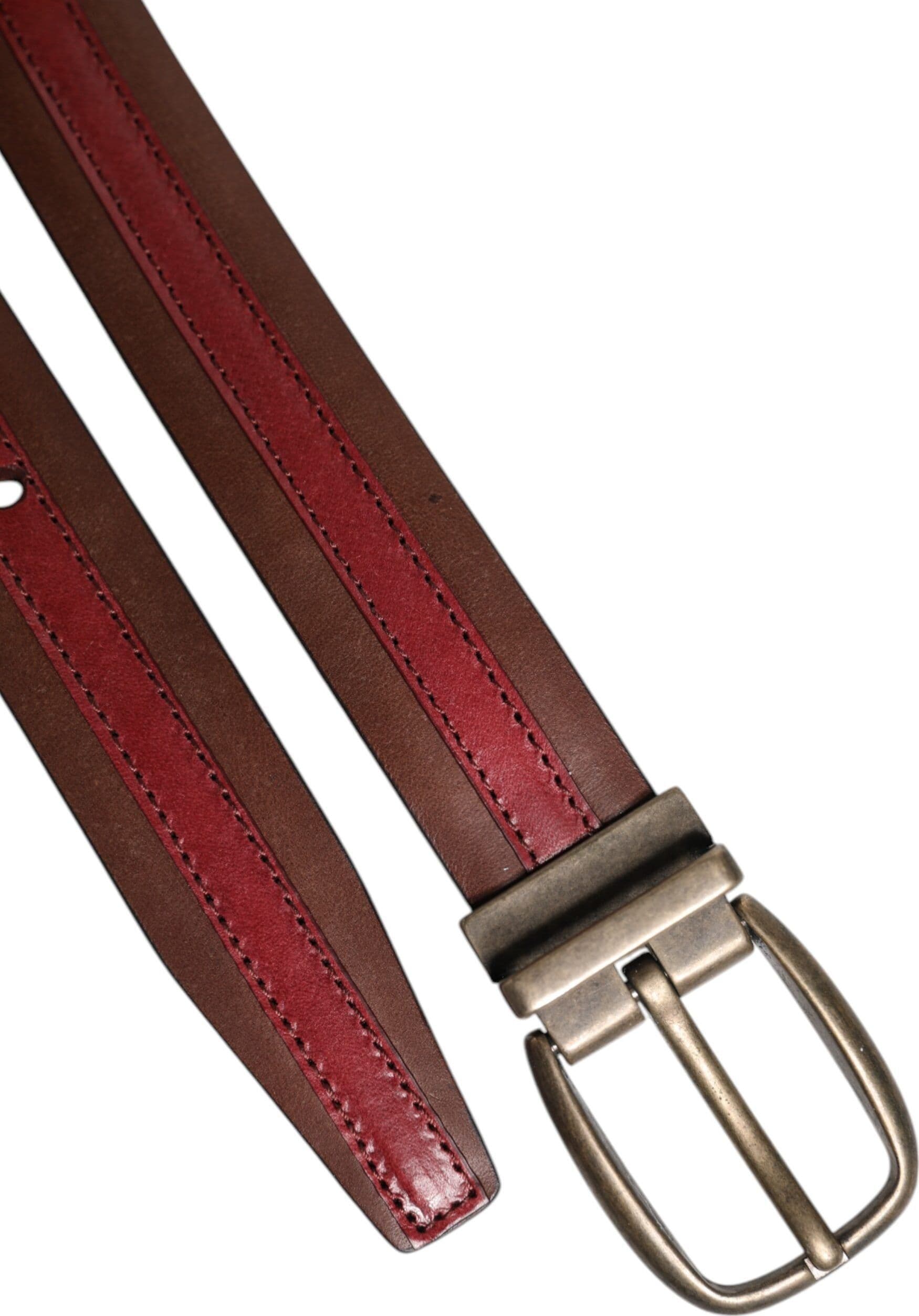 Dolce & Gabbana Burgundy Leather Metal Logo Buckle Belt - 6