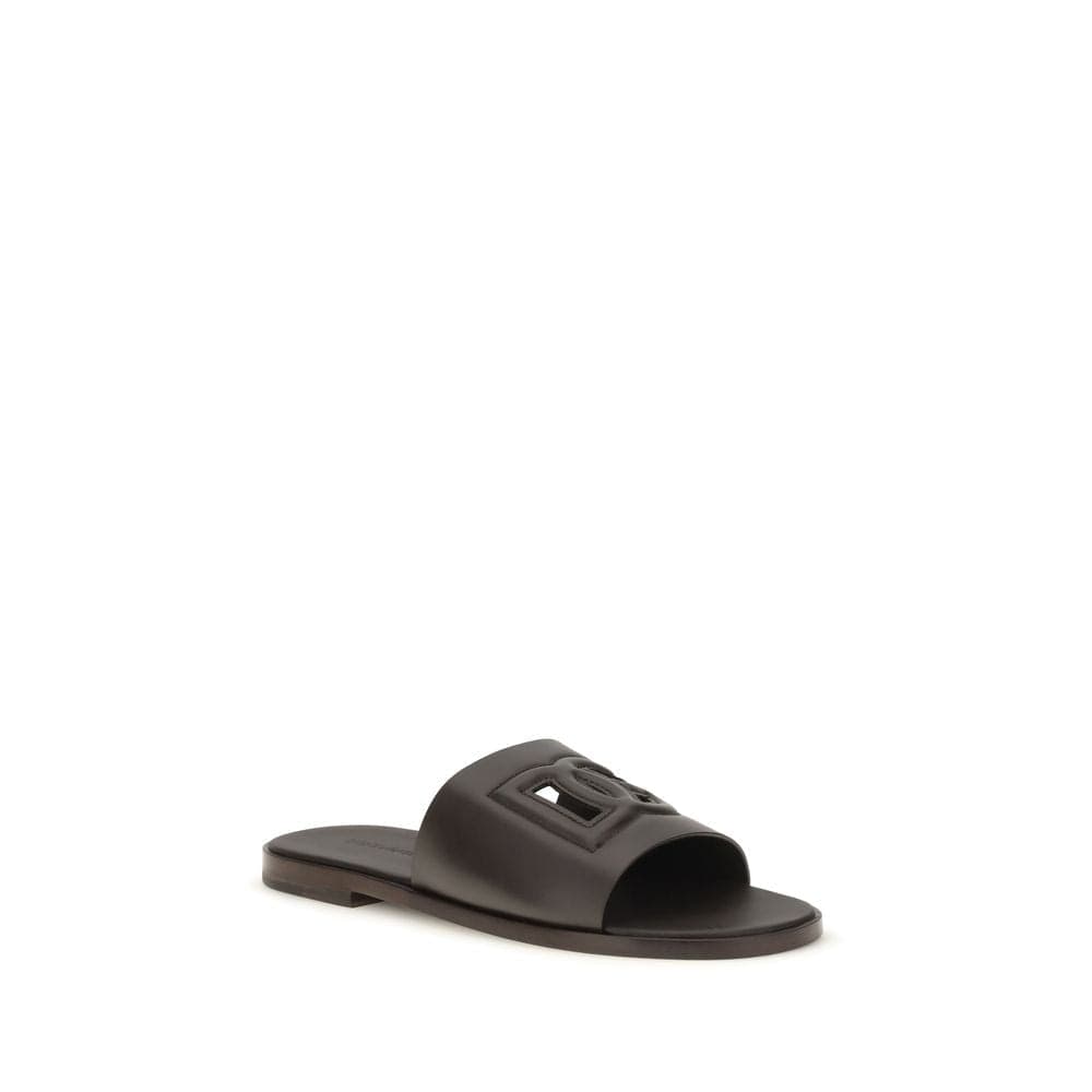 Dolce & Gabbana Brown Calf Leather Bos Taurus Flat Sandals - 2