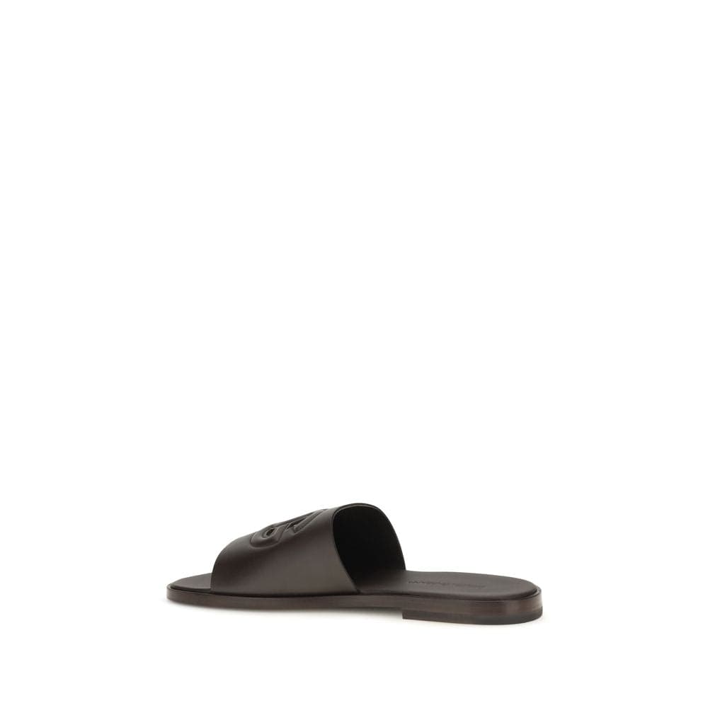 Dolce & Gabbana Brown Calf Leather Bos Taurus Flat Sandals - 3