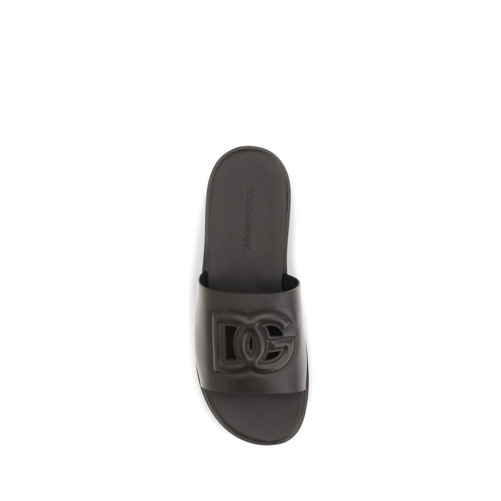 Dolce & Gabbana Brown Calf Leather Bos Taurus Flat Sandals - 4