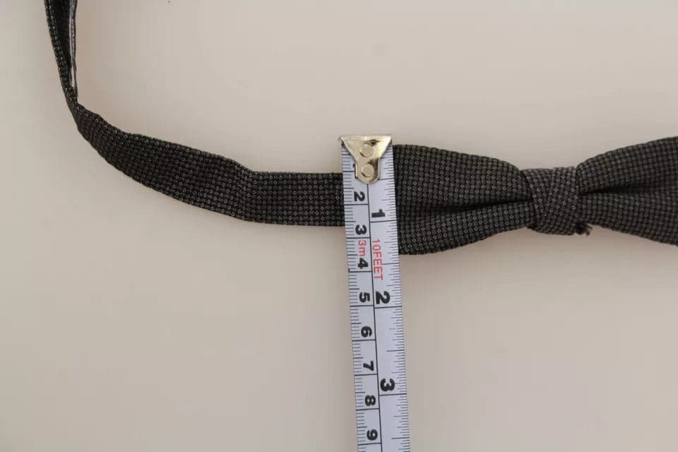 Dolce & Gabbana Gray Pattern Silk Adjustable Neck Bow Tie - 5