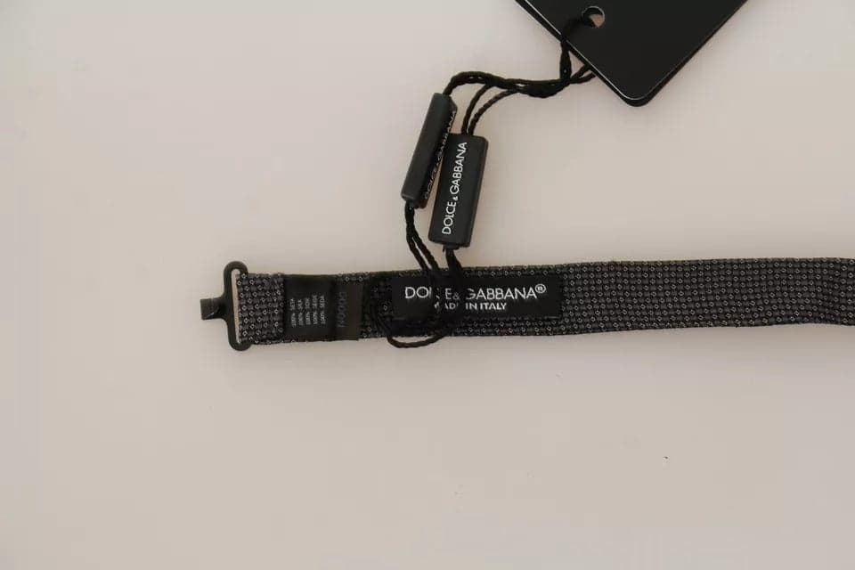 Dolce & Gabbana Gray Pattern Silk Adjustable Neck Bow Tie - 6