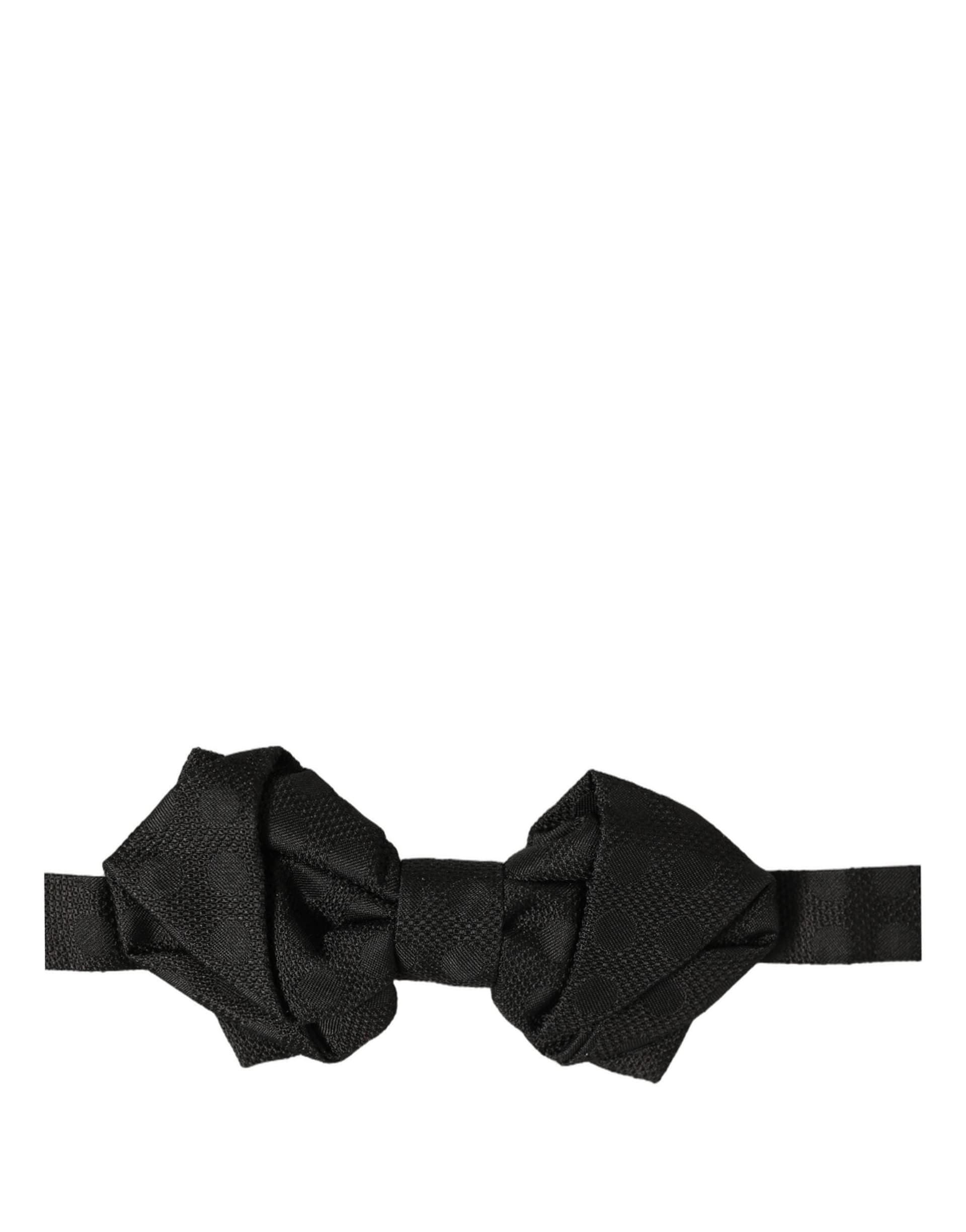 Dolce & Gabbana Men Black 100% Silk Adjustable Neck Papillon Bow Tie - 4