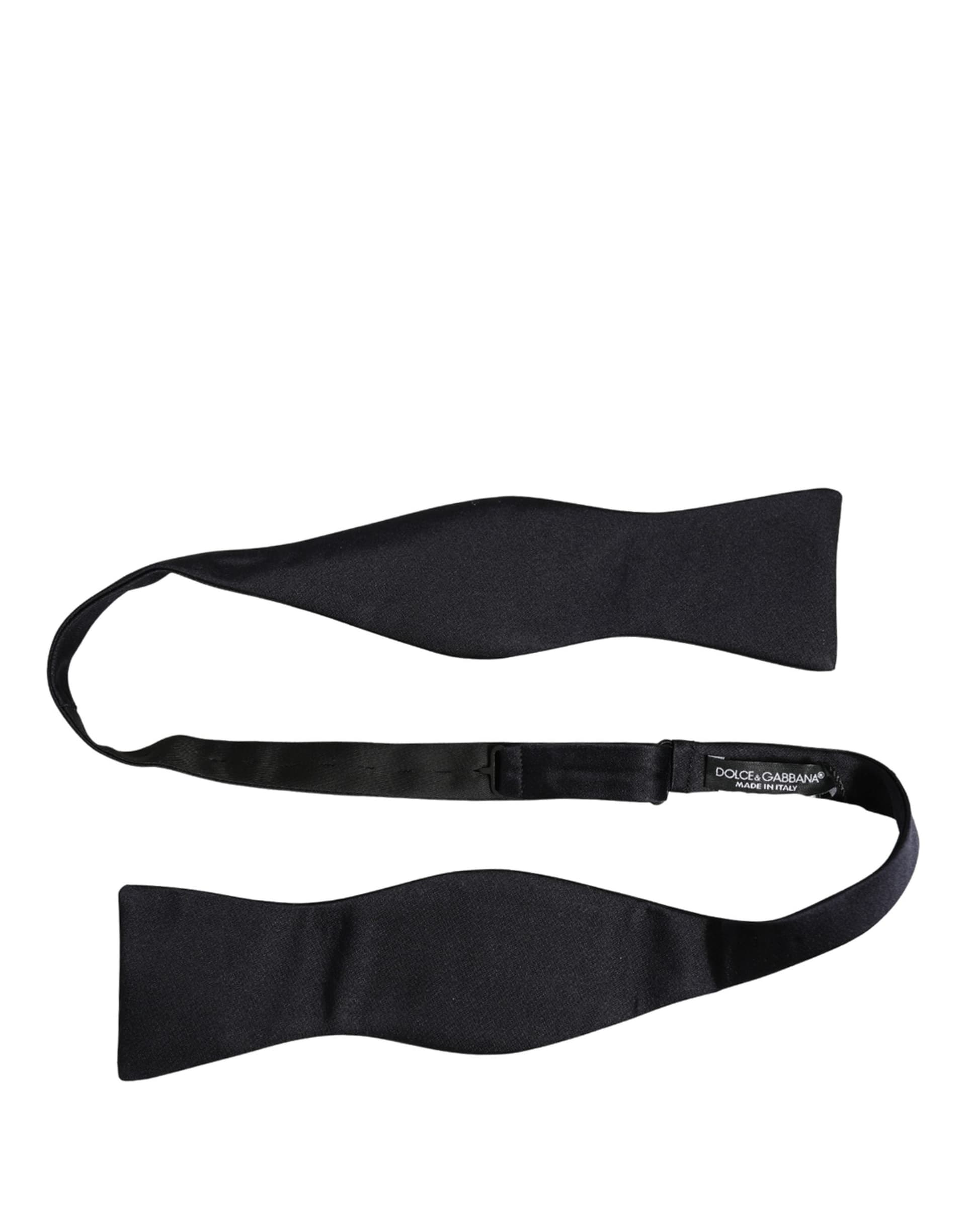 Dolce & Gabbana Men Black 100% Silk Adjustable Neck Papillon Bow Tie - 3