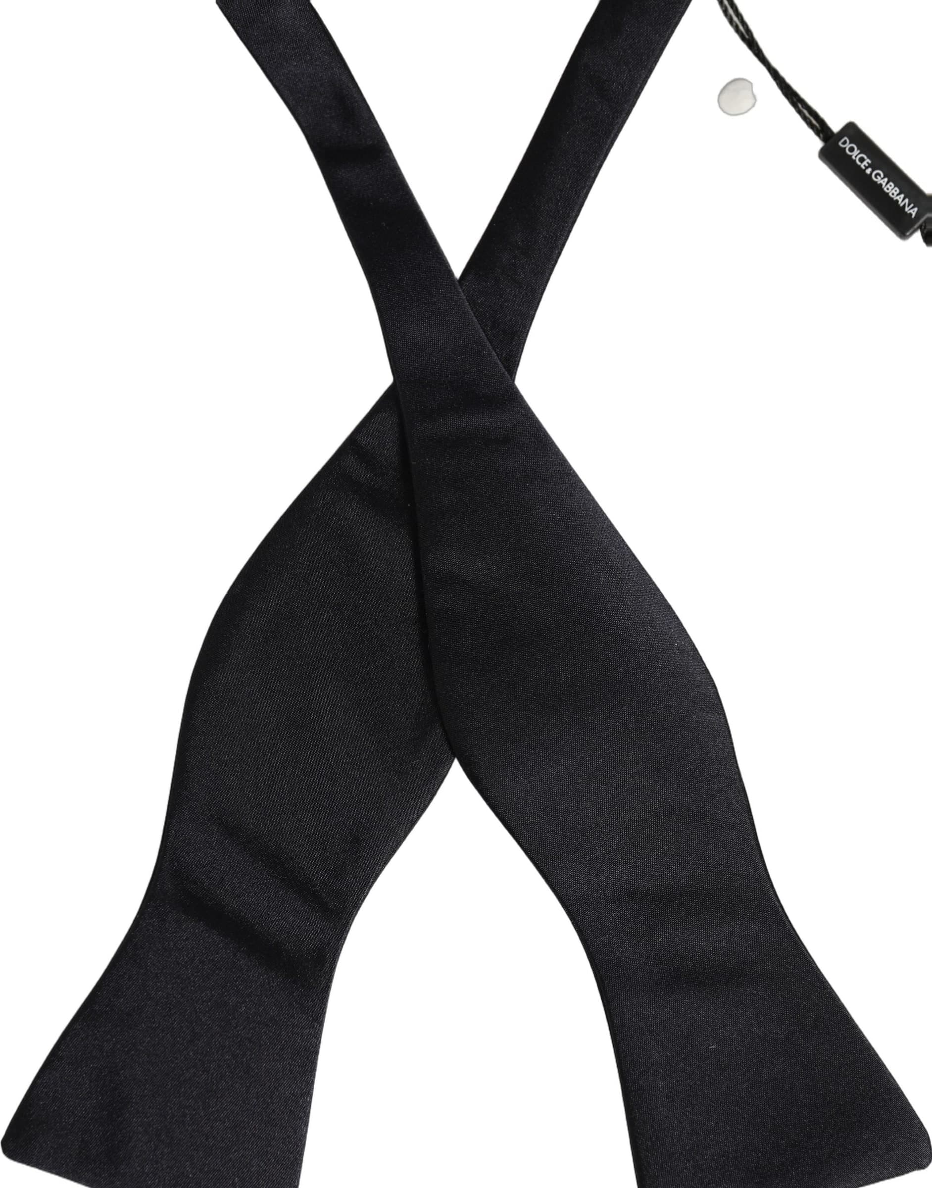 Dolce & Gabbana Men Black 100% Silk Adjustable Neck Papillon Bow Tie - 4