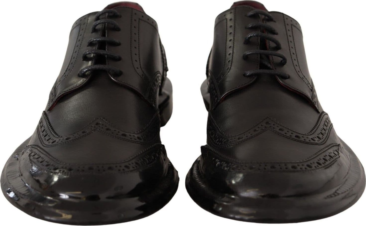 Dolce & Gabbana Black Leather Oxford Wingtip Formal Derby Shoes - 2