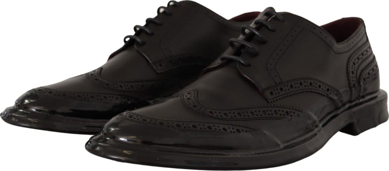 Dolce & Gabbana Black Leather Oxford Wingtip Formal Derby Shoes - 3