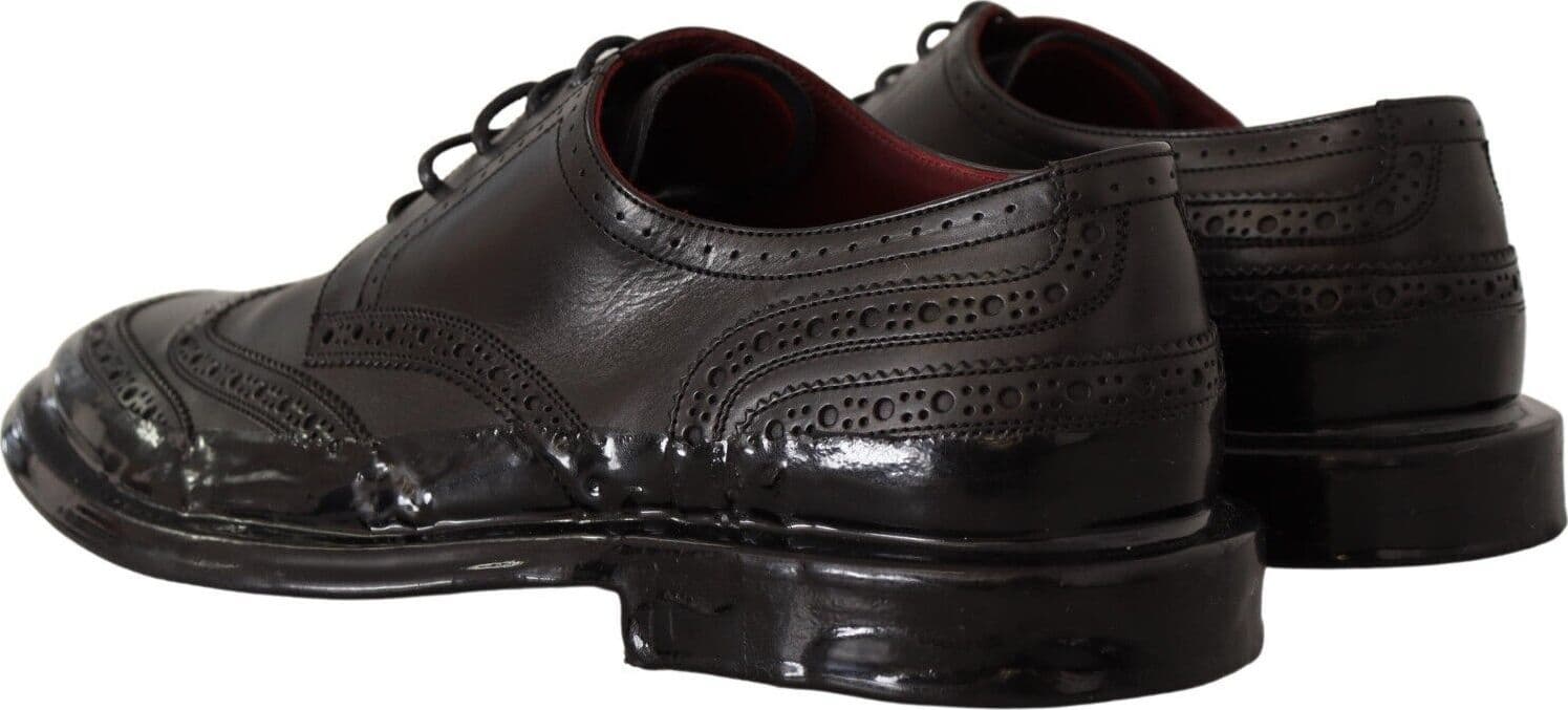 Dolce & Gabbana Black Leather Oxford Wingtip Formal Derby Shoes - 4