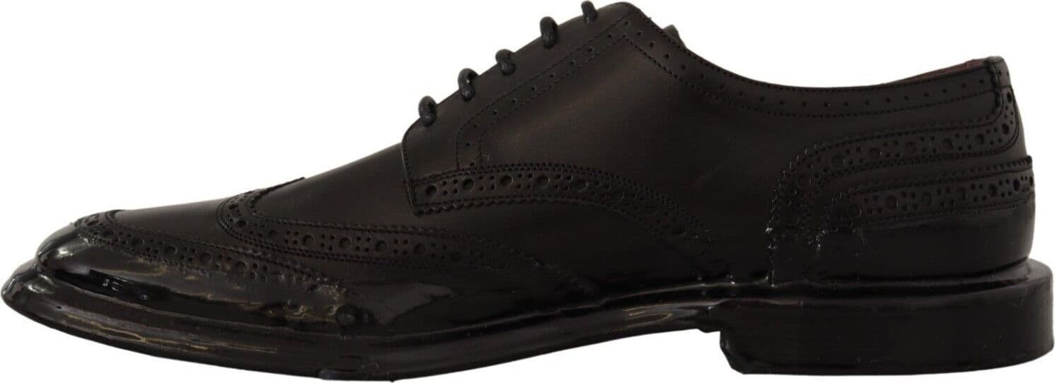 Dolce & Gabbana Black Leather Oxford Wingtip Formal Derby Shoes - 5