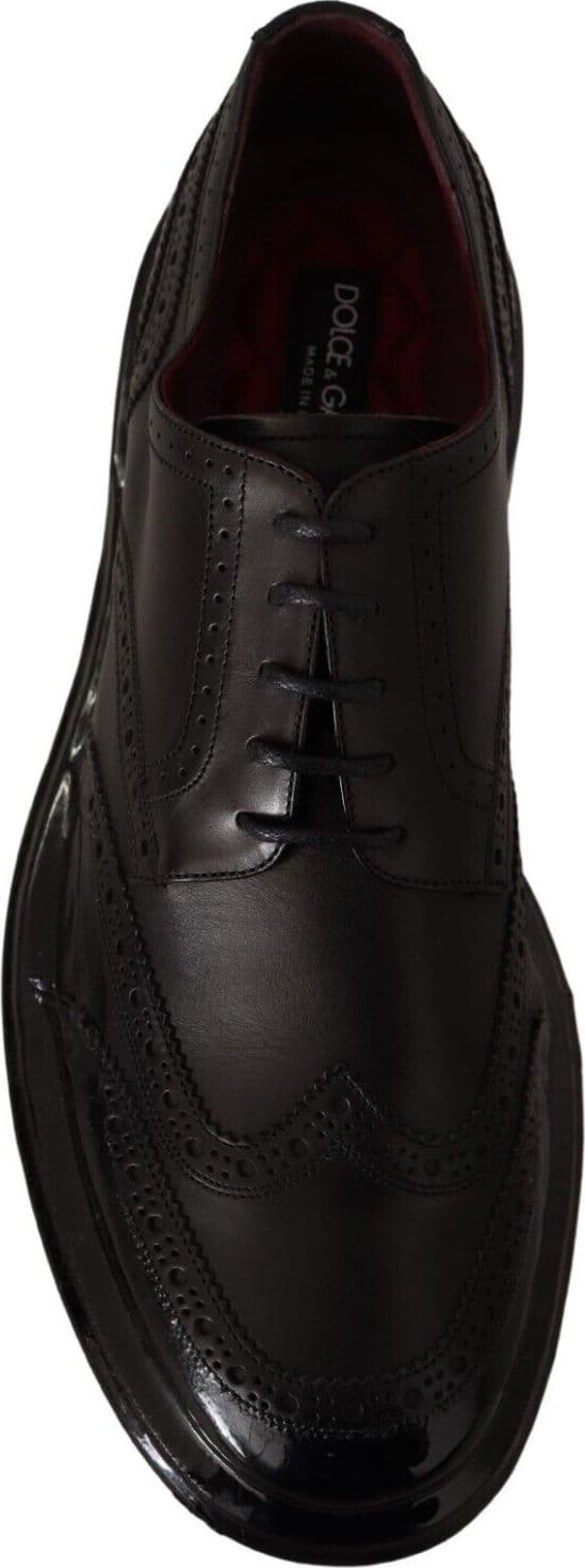 Dolce & Gabbana Black Leather Oxford Wingtip Formal Derby Shoes - 7