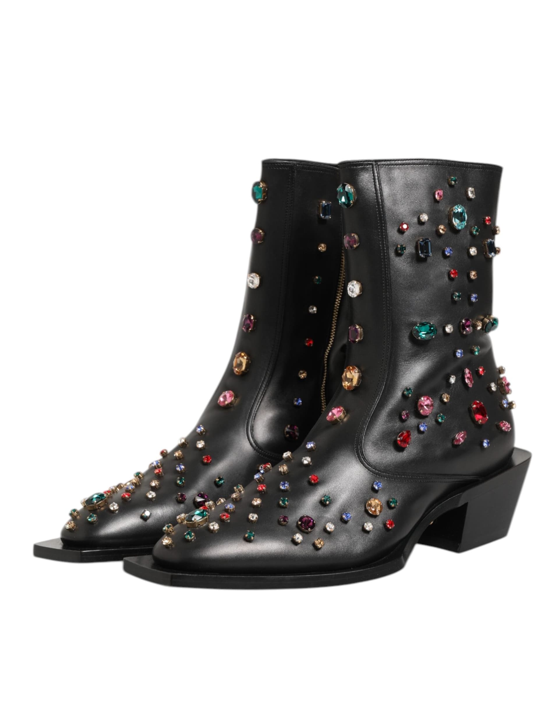 Dolce & Gabbana Black Crystal Embellished Men Short Boots Shoes - 3