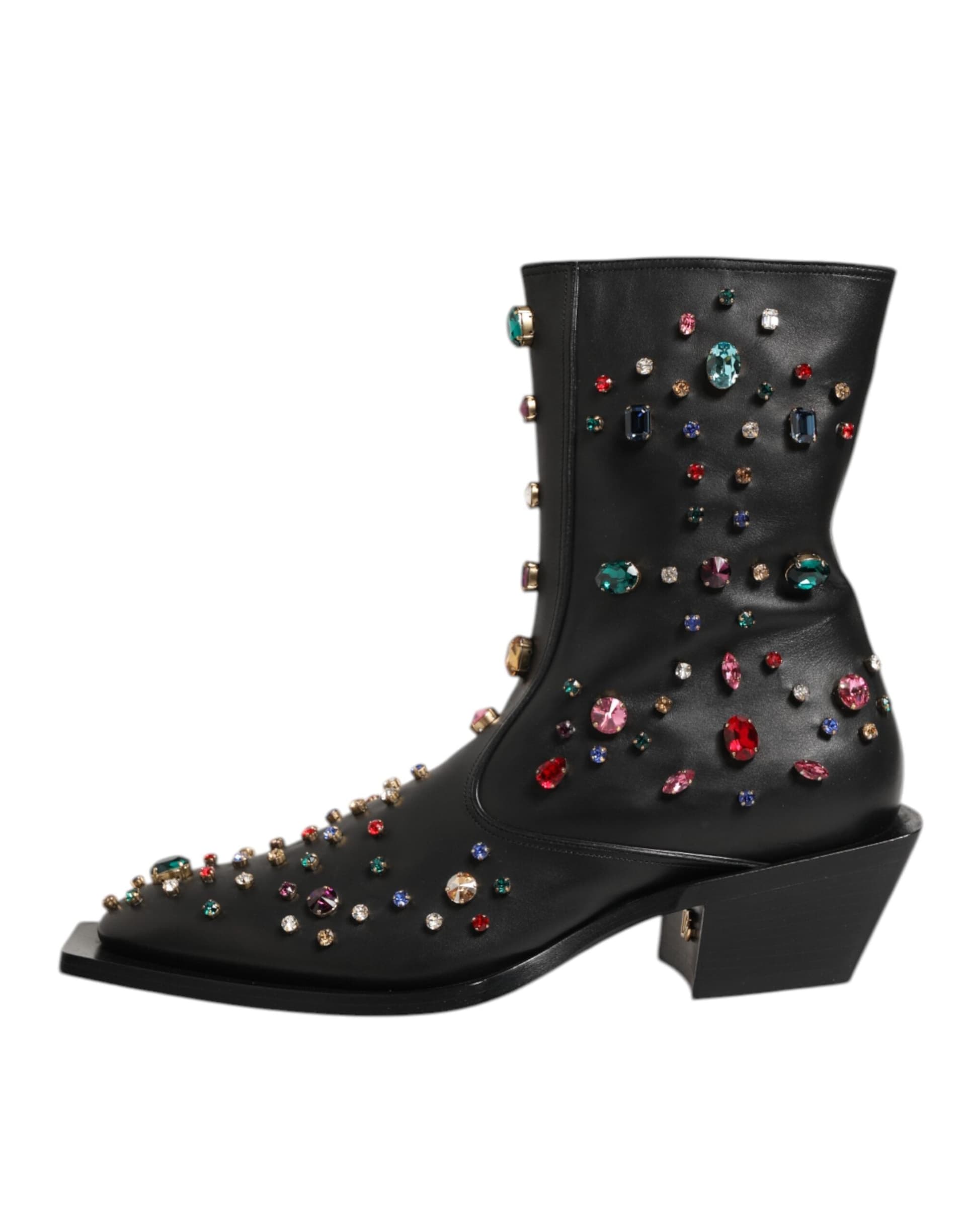 Dolce & Gabbana Black Crystal Embellished Men Short Boots Shoes - 5